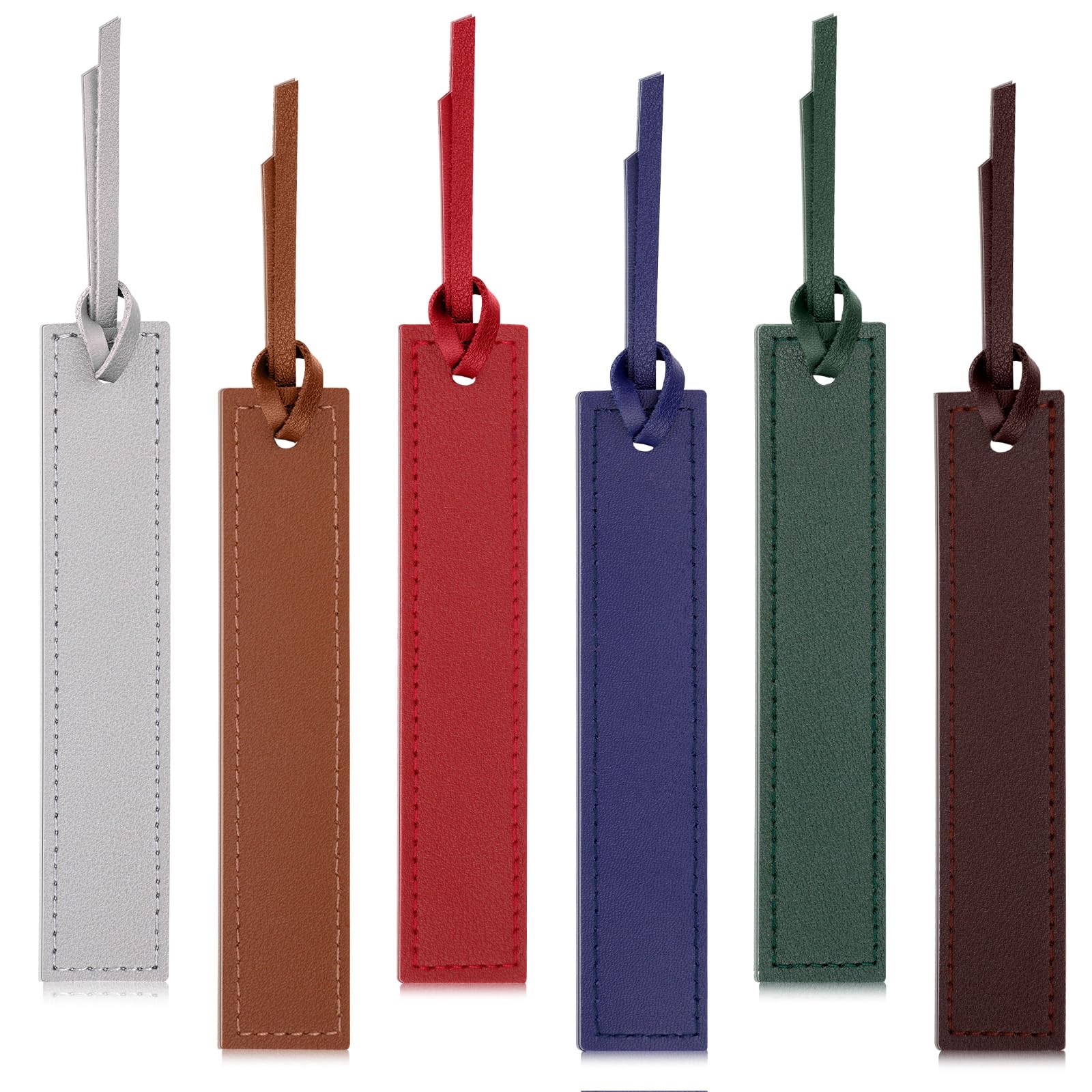 Wonvoc 6 Pcs Leather Bookmark, Bookmarks with Leather Rope, Page Markers Reading Presents for Women Men, Book Marks for Reading Lovers, for School