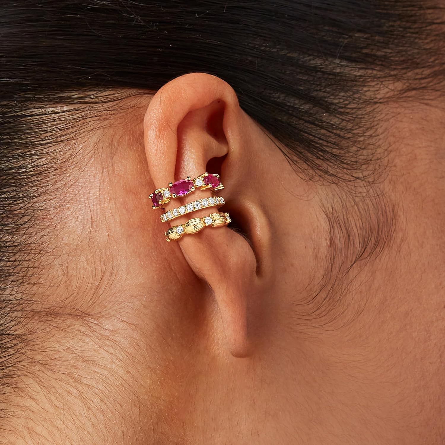 MEVECCO Ear Cuffs Non Piercing For Women 18K Gold Plated CZ Ear Cuff Earring Clip on Cartilage Fake Hoop Earrings Stack Jewelry Gifts