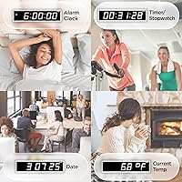 Vista 3 de Ivation Reloj LED digital grande de 24 pulgadas Reloj digital grande con pantalla multifunción – cronómetro, temporizador, alarmas, temperatura