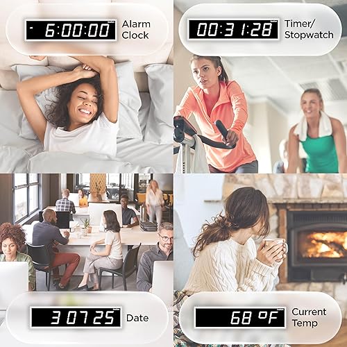 Miniatura 3 de Ivation Gran reloj digital LED de gran tamaño de 72 pulgadas  Reloj digital grande con pantalla multifunción - cronómetro, temporizador, alarmas,