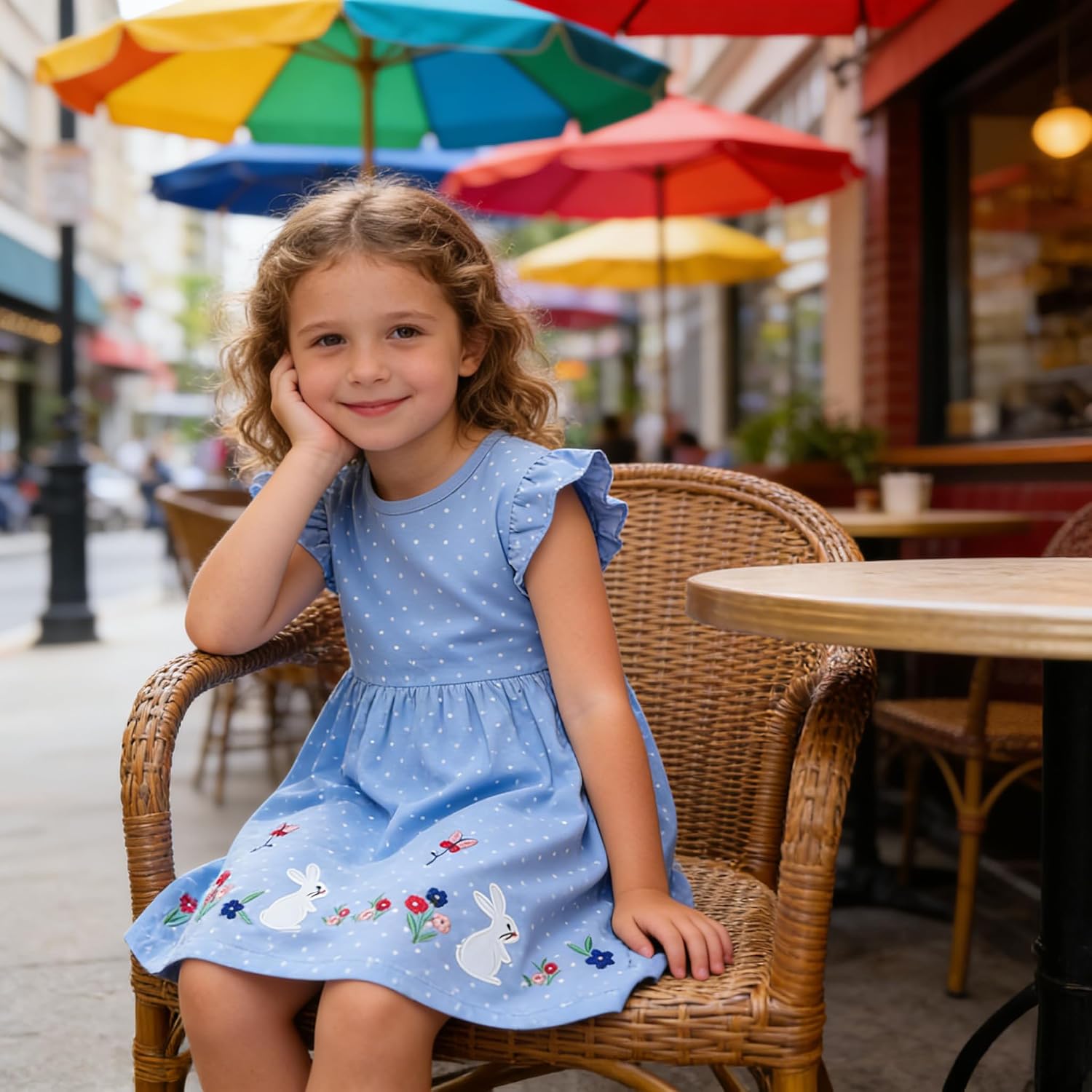 AIWUHE Toddler Dress Girl's Dresses Cotton Summer Ruffle Sleeve Cute Casual A Line Dress Sleeveless Summer Clothes 2-7Y