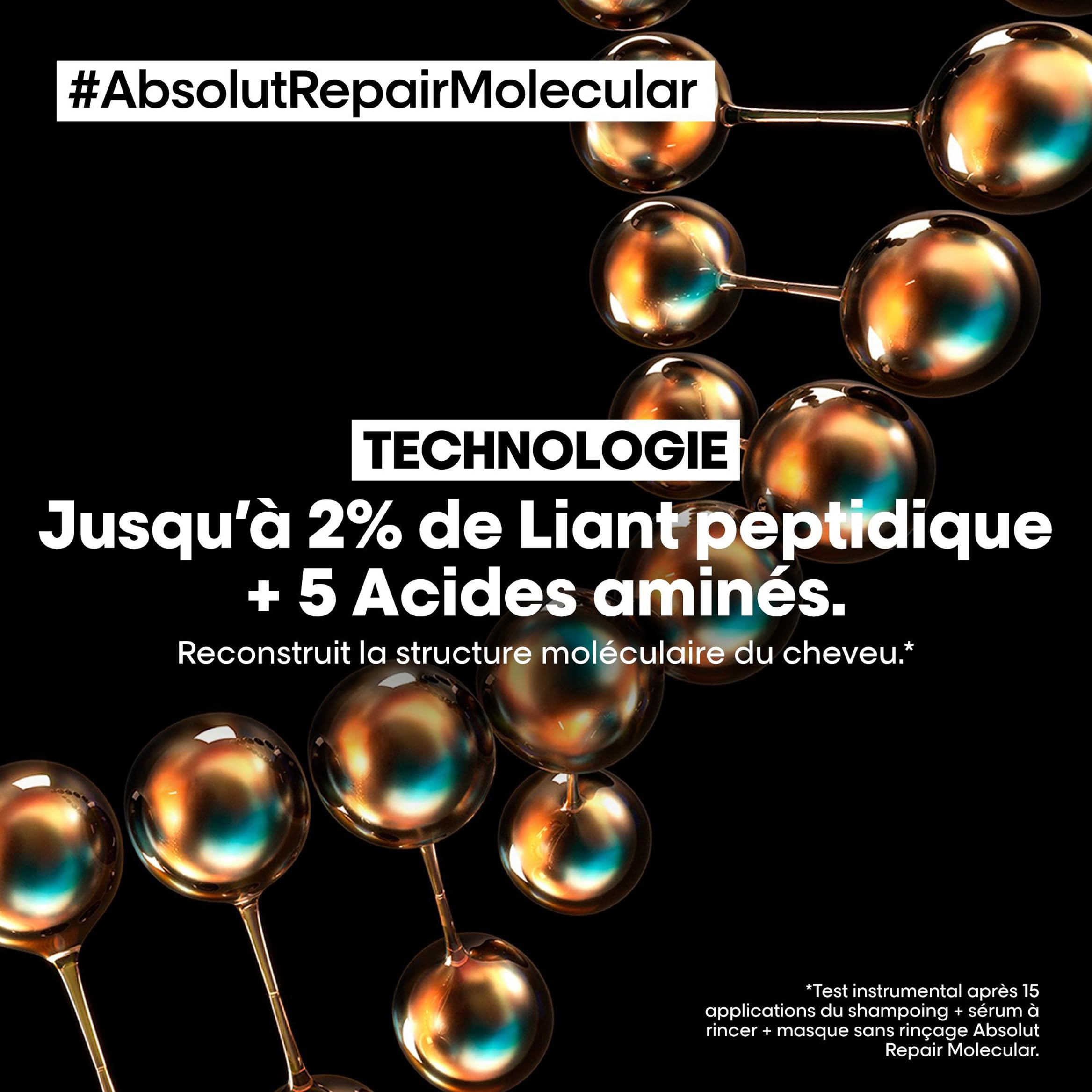 L’Oréal Professionnel, Routine Réparatrice Absolut Repair Molecular pour Tous Types de Cheveux Abîmés, Répare 2 ans de Dommages en Une Application, Formule brevetée, Shampoing + Sérum + Masque