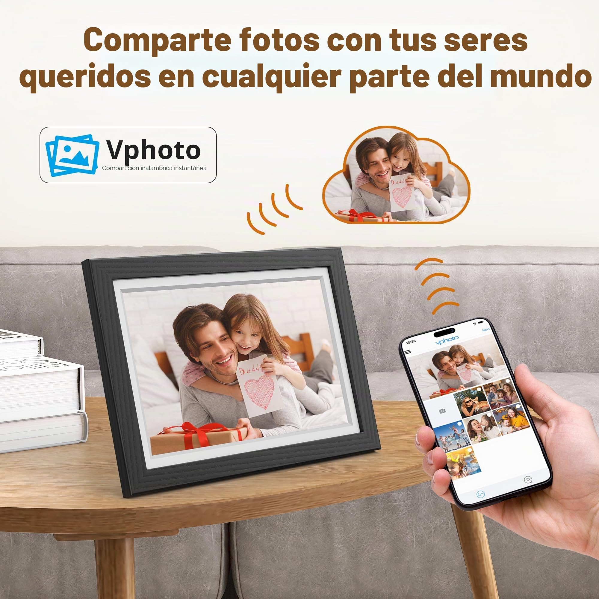 Dragon Touch Marco de Fotos Digital, Marco de Fotos Electrónico WiFi de 10,1 Pulgadas con 32 GB de Memoria, Pantalla táctil IPS HD, rotación automática, Intercambio instantáneo de Fotos/vídeos Negro