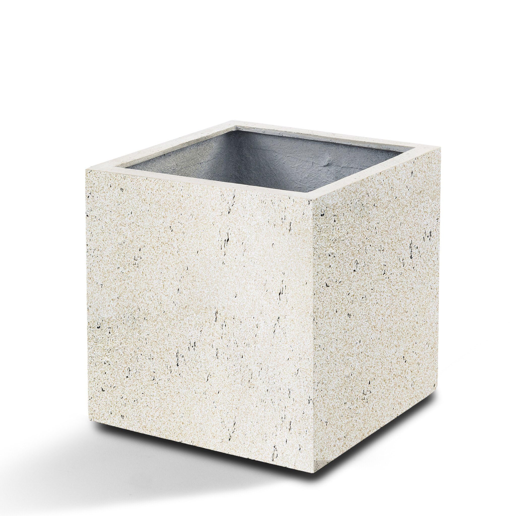 Vaso Quadrato In Cemento Naturale GARDENGOODZ, 20,3 Cm, In Fibra Di Vetro Rinforzata, Per Interno Ed Esterno, Con Tappo Drenaggio