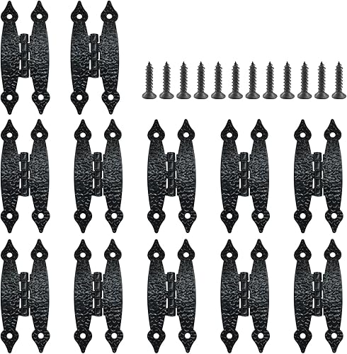 Vista 33 de Murtenze Paquete de 4 bisagras en H antiguas negras de 3.5 pulgadas, bisagras de gabinete de acero laminado en frío, bisagras planas de puerta
