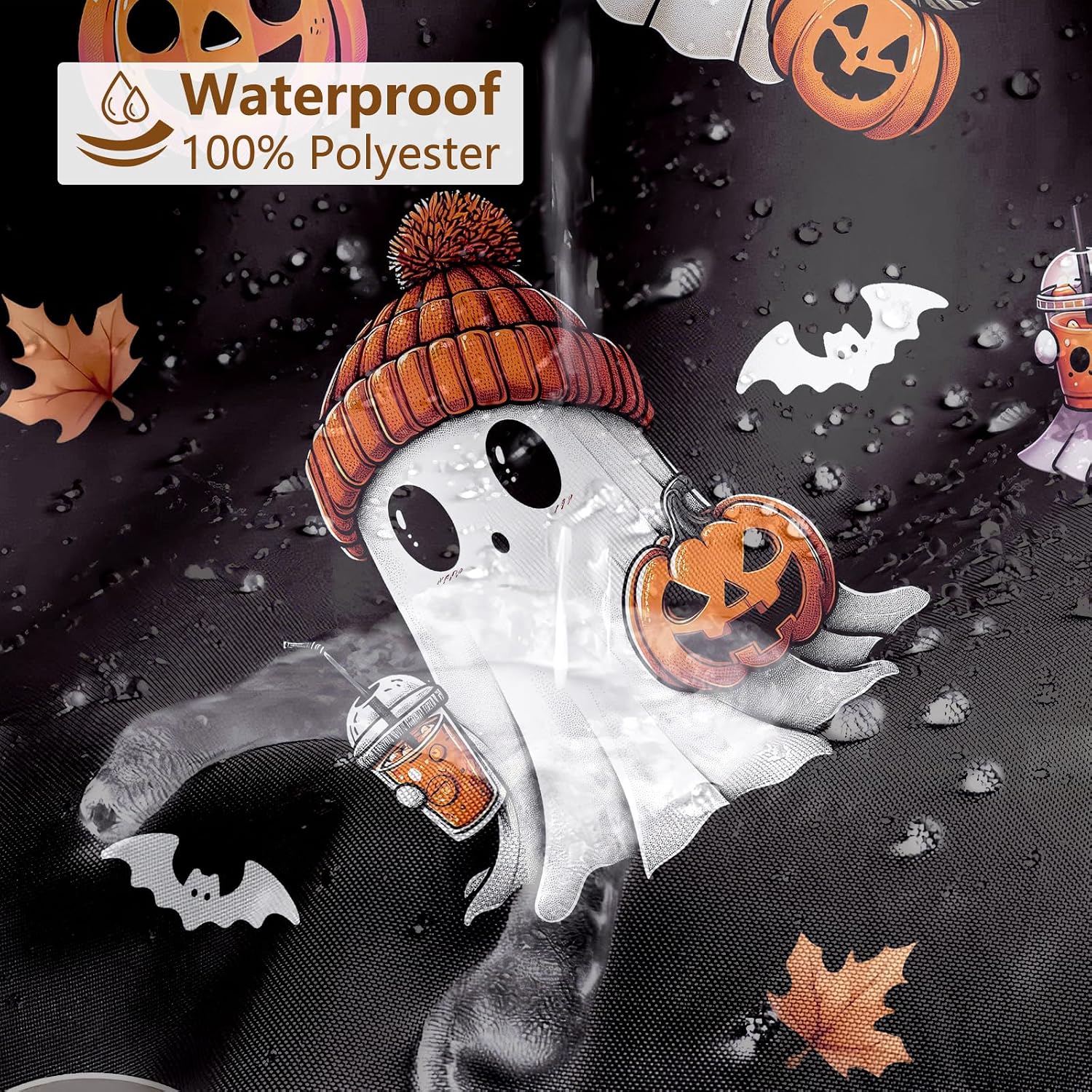 MEHOFOND Halloween Shower Curtain, Cute Ghost Bathroom Decor 72x72in