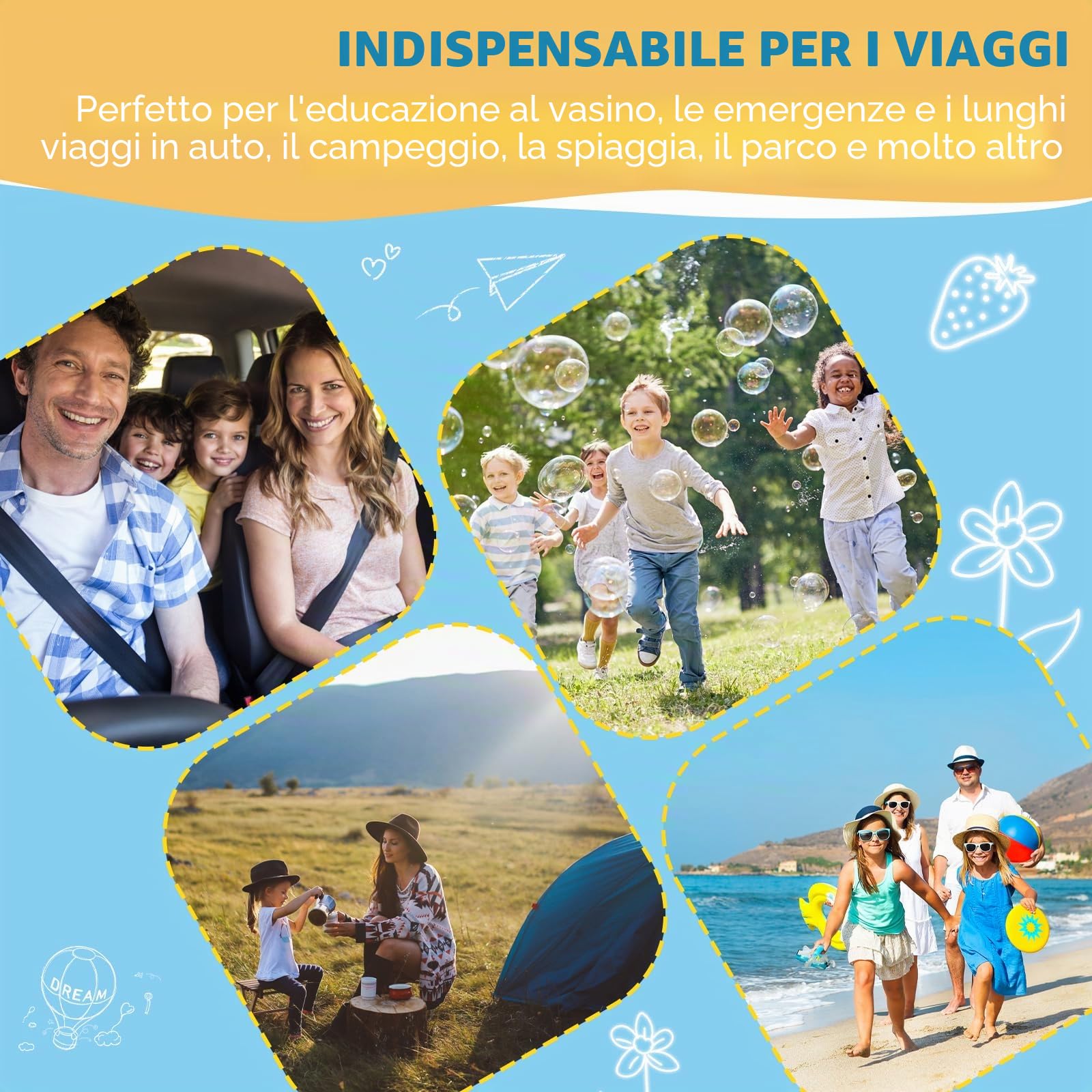 ONEDONE Portable Baby Childâ Pottyâ orinatoio WC di emergenza per camping Car Travel and Kid potty pee training
