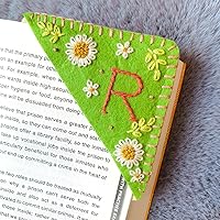 Vista 34 de Marcapáginas de esquina bordado a mano personalizado, lindo marcador de libro con flores, regalo de costura a mano para mujeres amantes de los Rojo