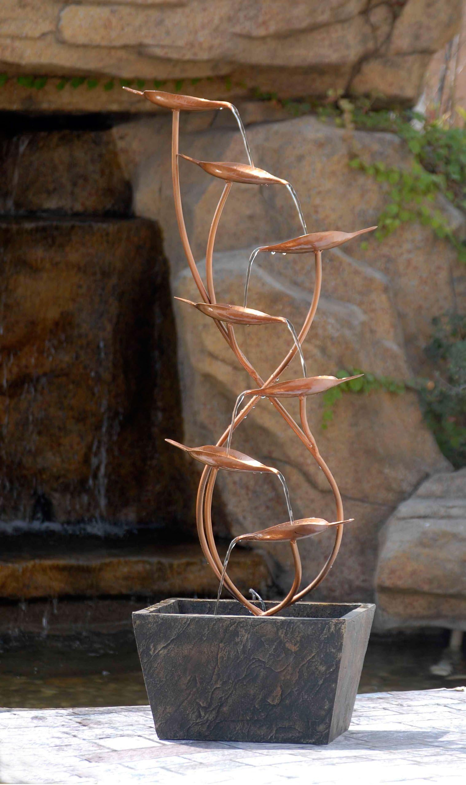 Zest Avenue Metal Leaves Cascade Indoor/Outdoor Floor Water Fountain