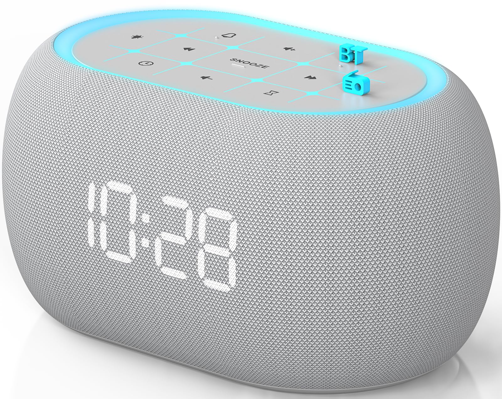 ANJANK Radio Despertador con Altavoz Bluetooth, Sonido estéreo Hi-Fi, 7 Colores de Luz Nocturna, Reloj Despertador Digital con 8 Sonidos de Alarma, Radio FM para Dormitorio