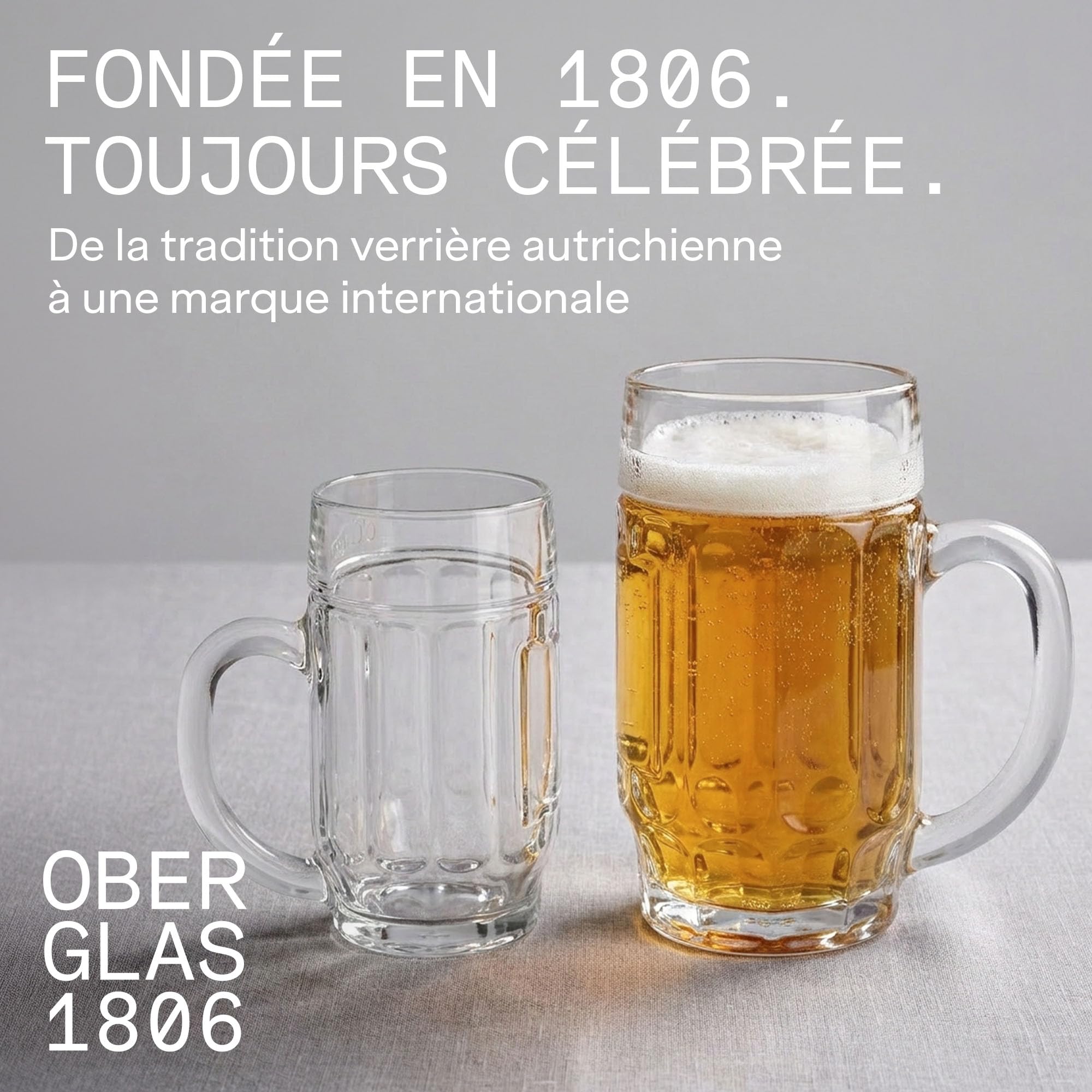 Oberglas DONAU Chopes à Bière Lot de 6, 500 ml | Chope classique avec grand cartouche à graver | Idéal pour Lager, Märzen & Bock | Verre horeca robuste | Cadeau lavable au lave vaisselle maison
