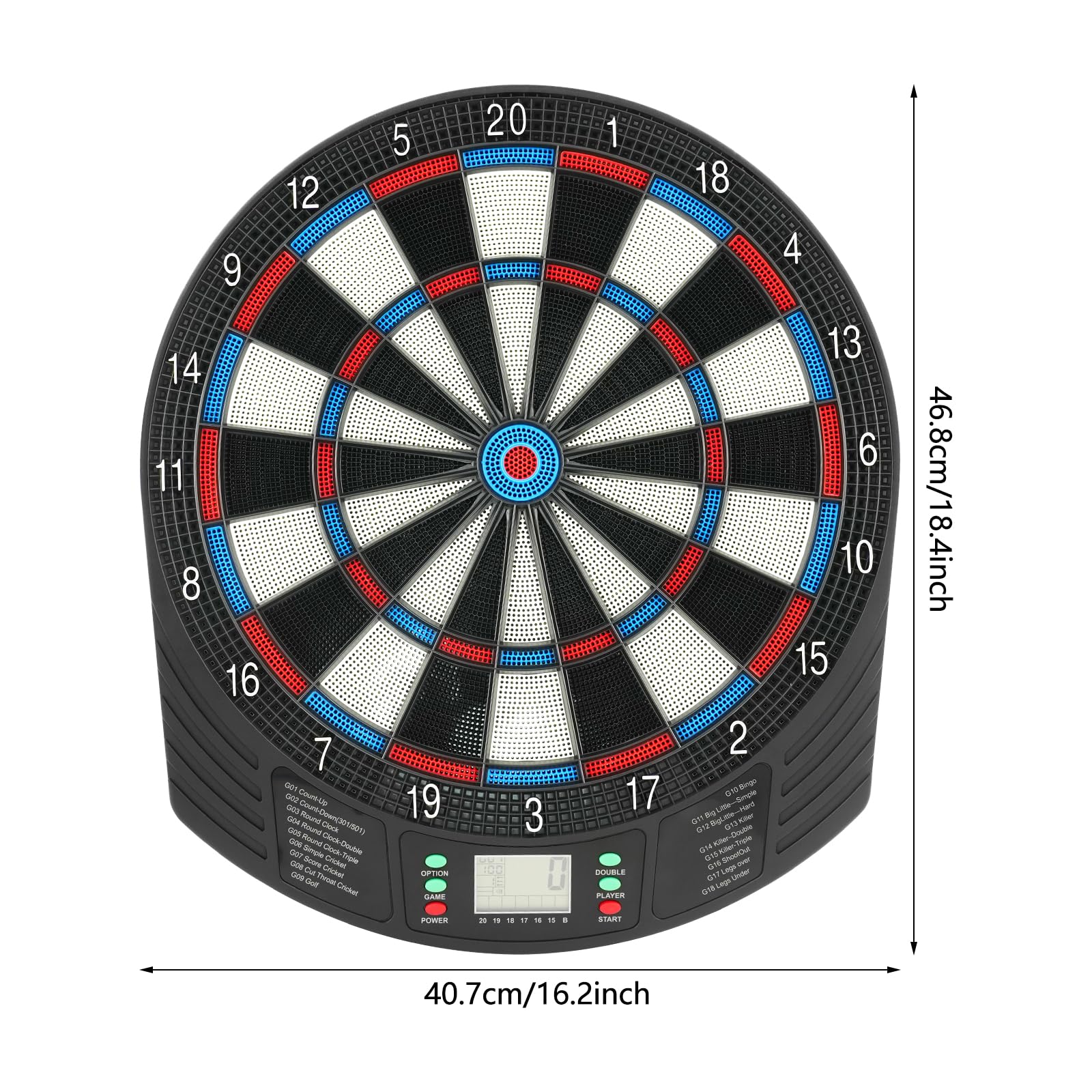 Cible de fléchettes électronique avec écran LCD, alternative à 18 jeux, comptage automatique pour 1 à 8 joueurs, montage mural pour la maison, le bureau
