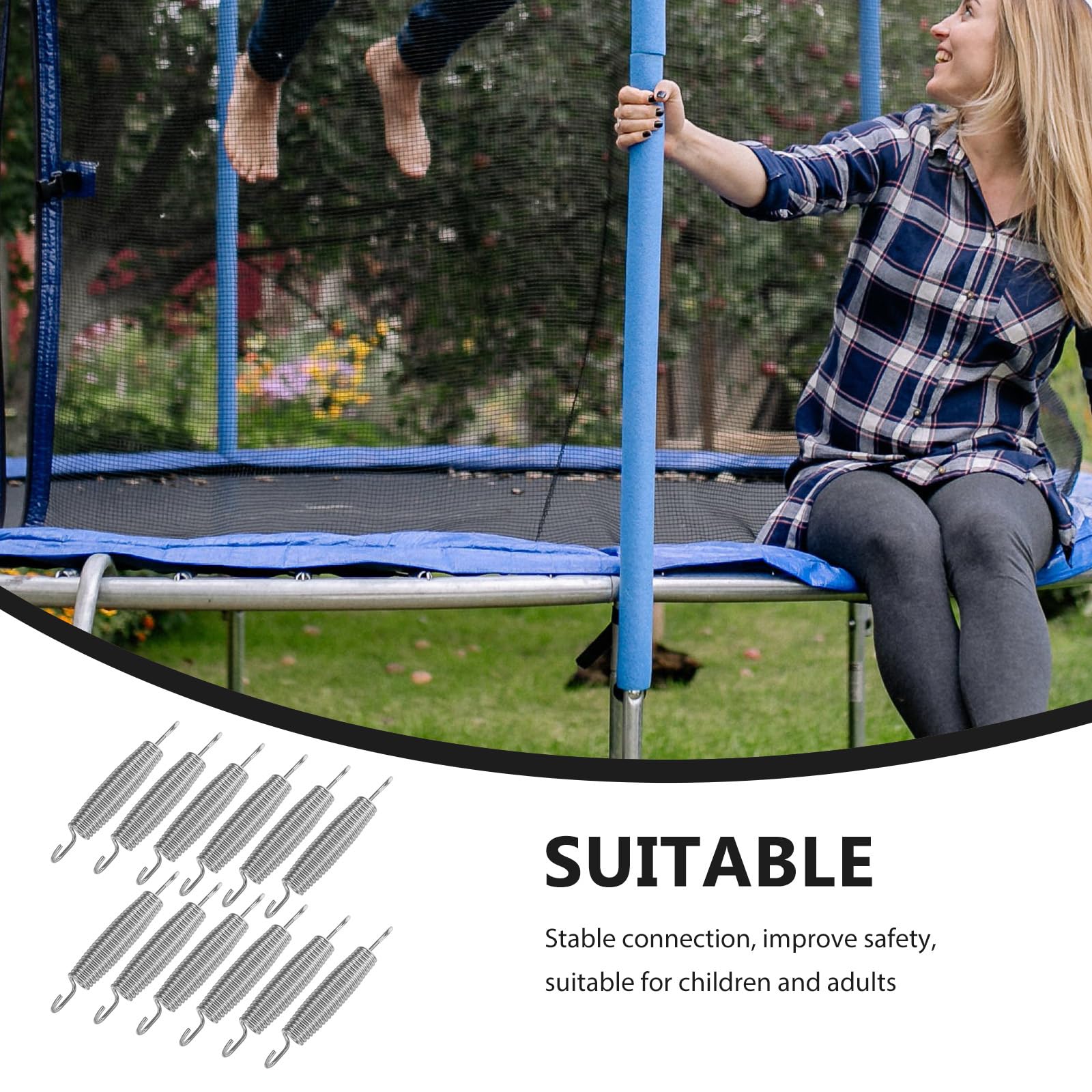 GLEAVI 12 Stück Ersatzfedern für Trampoline aus Stahl: Federn mit Doppelhakenstruktur für einfache Installation – kompatibel mit verschiedenen Trampolinen