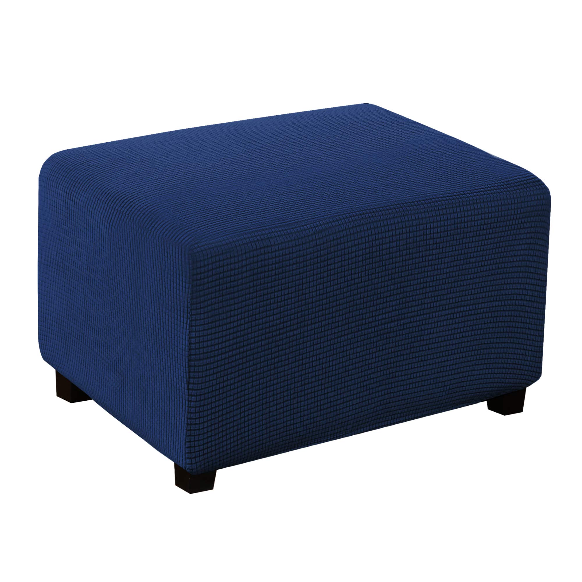 Turquoize Ottoman Slipcover - Stretch Fabric Rectangle Folding Storage Stool Cover - Jacquard Stretch Rectangle Storage Stool Cover for Living Room (