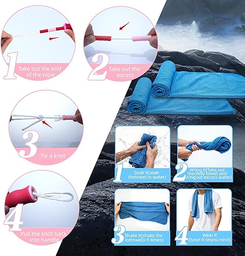 Miniatura 5 de CUTPLAN 2 Kids Jump Ropes & 2 Cooling Towels Set (35"x12") - Adjustable Tangles-Free Segmented Beaded Ropes for Kids 4-12, Ideal for Yoga, Running,