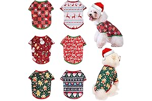 6 Pieces Dog Clothes for Small Dogs Christmas Snowman Santa Claus Reindeer...