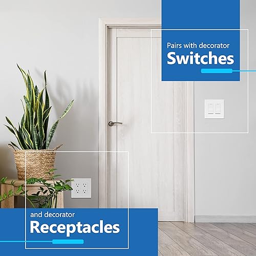 Miniatura 3 de LIDER LSWP-32M-W10P Placa sin tornillos acabado mate para interruptor, tamaño mediano de 2 segmentos de 4.88 x 4.92", policarbonato termoplástico