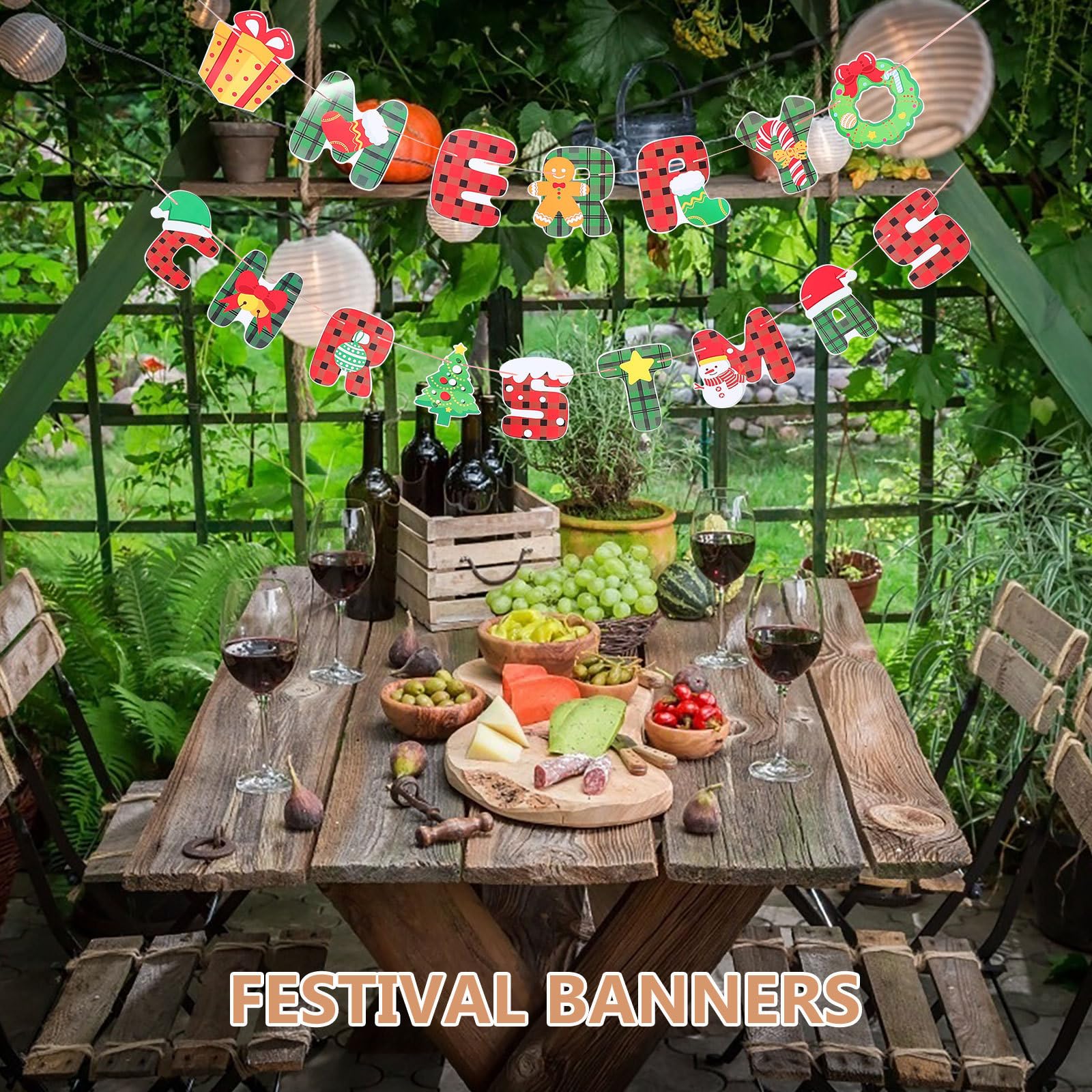 TOYANDONA 9 Piezas Banderines Navideños de Papel Compactos Reutilizables