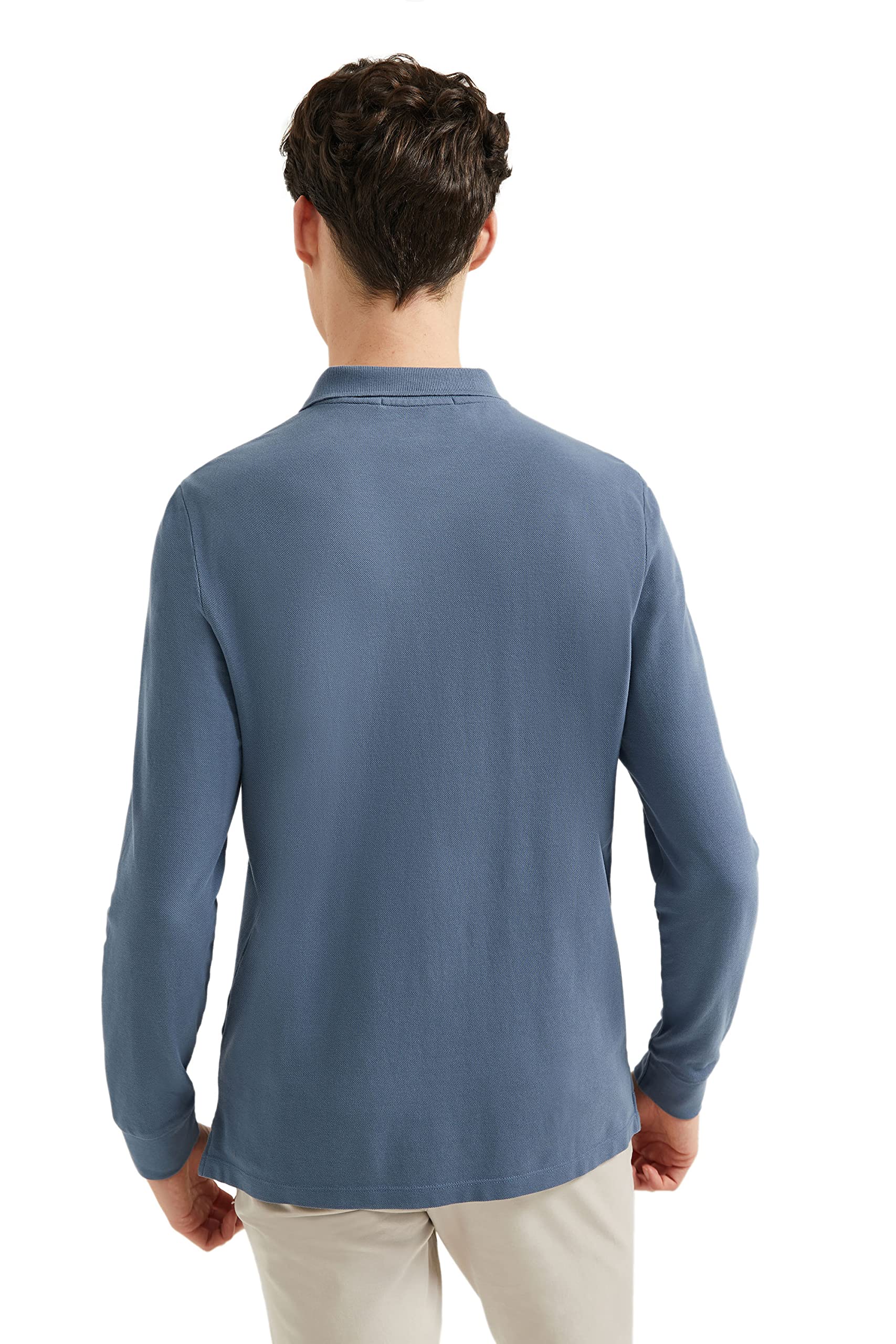 Polo Club Polo Elegante Uomo Manica Lunga Ricamo con Logo - 100% Cotone -