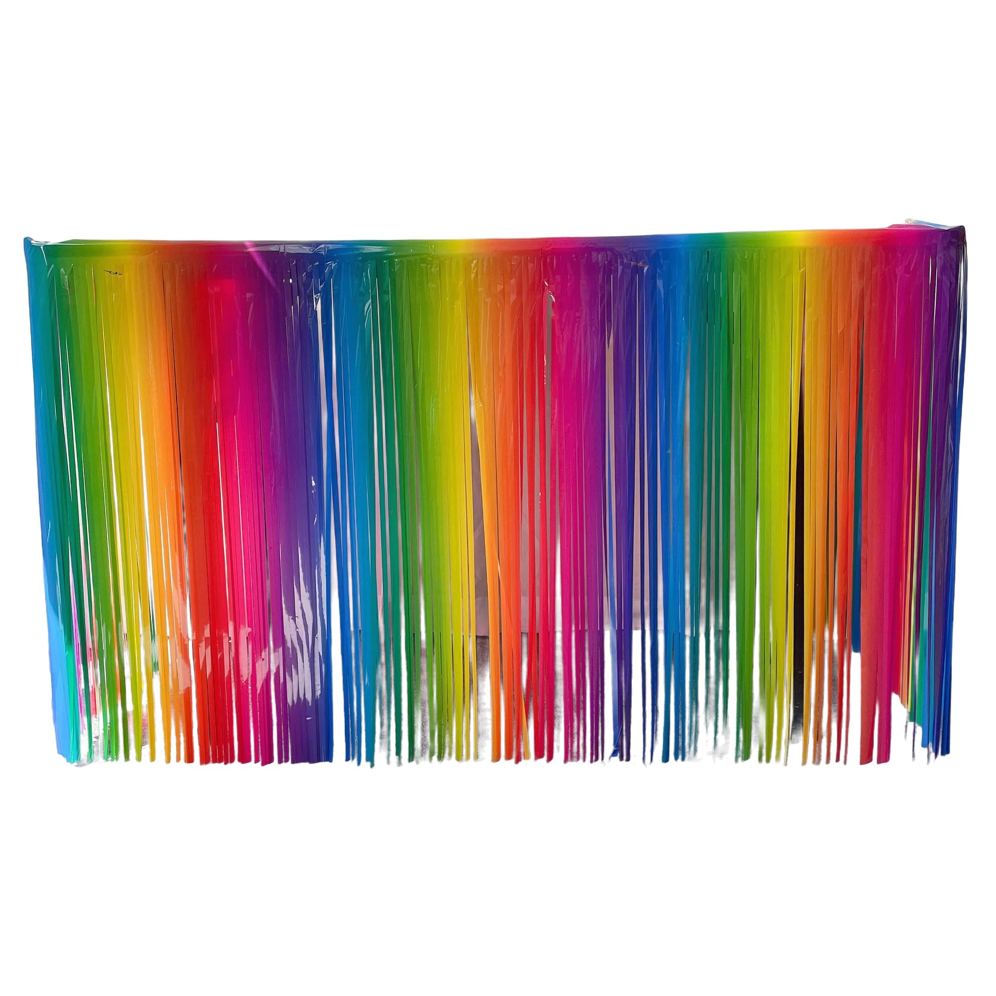 275 x 75 cm, 10 sztuk, kolory tęczy, hawajska spódnica stołowa, folia metalowa, frędzle, spódniczki stołowe z lametty, folia z lametty, girlanda na baby shower