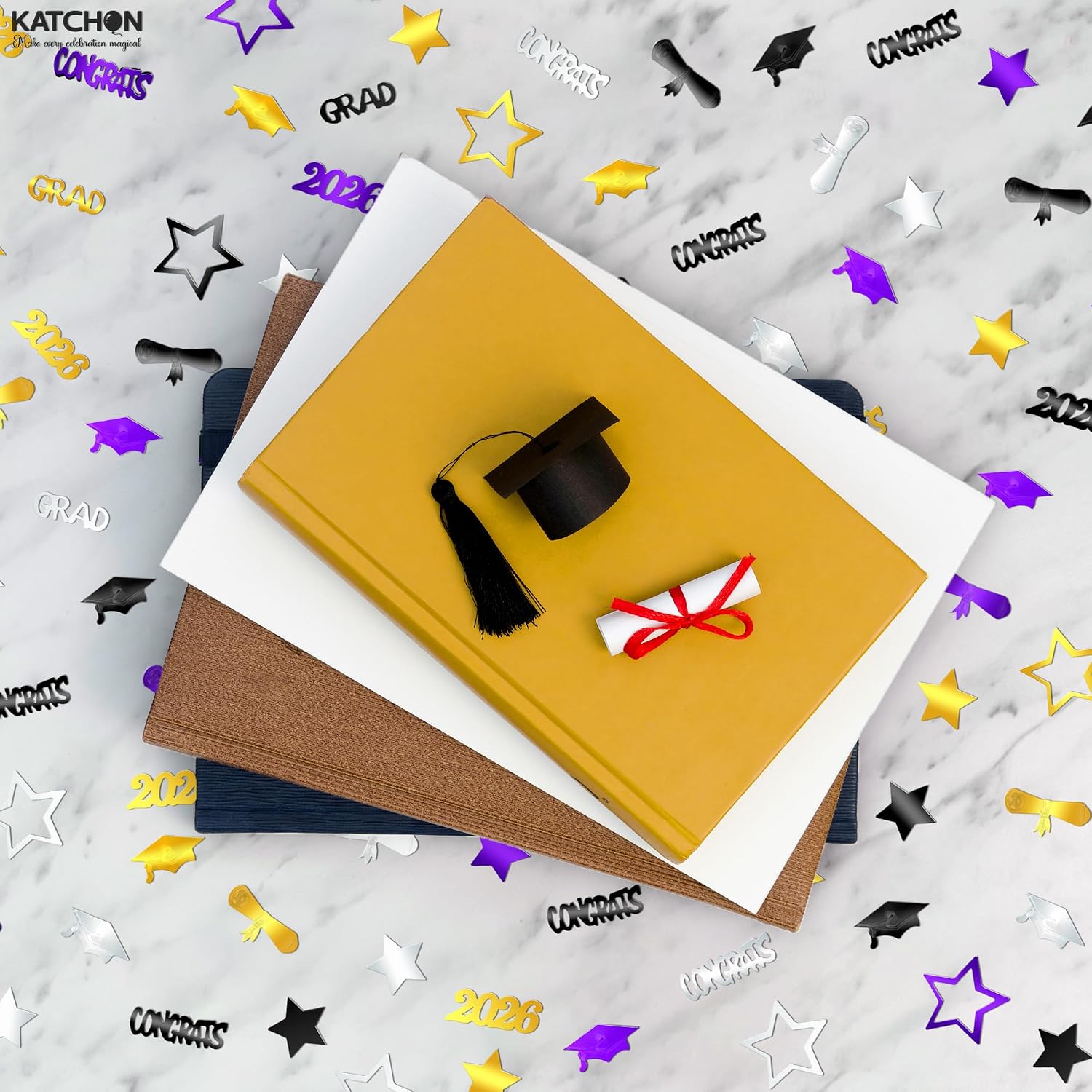 Graduation Decorations 2026 - Pack of 1000 | Purple and Gold Graduation Decorations, Congrats Grad Confetti 2026 | 2026 Graduation Table Decorations | Graduation Confetti 2026, KatchOn