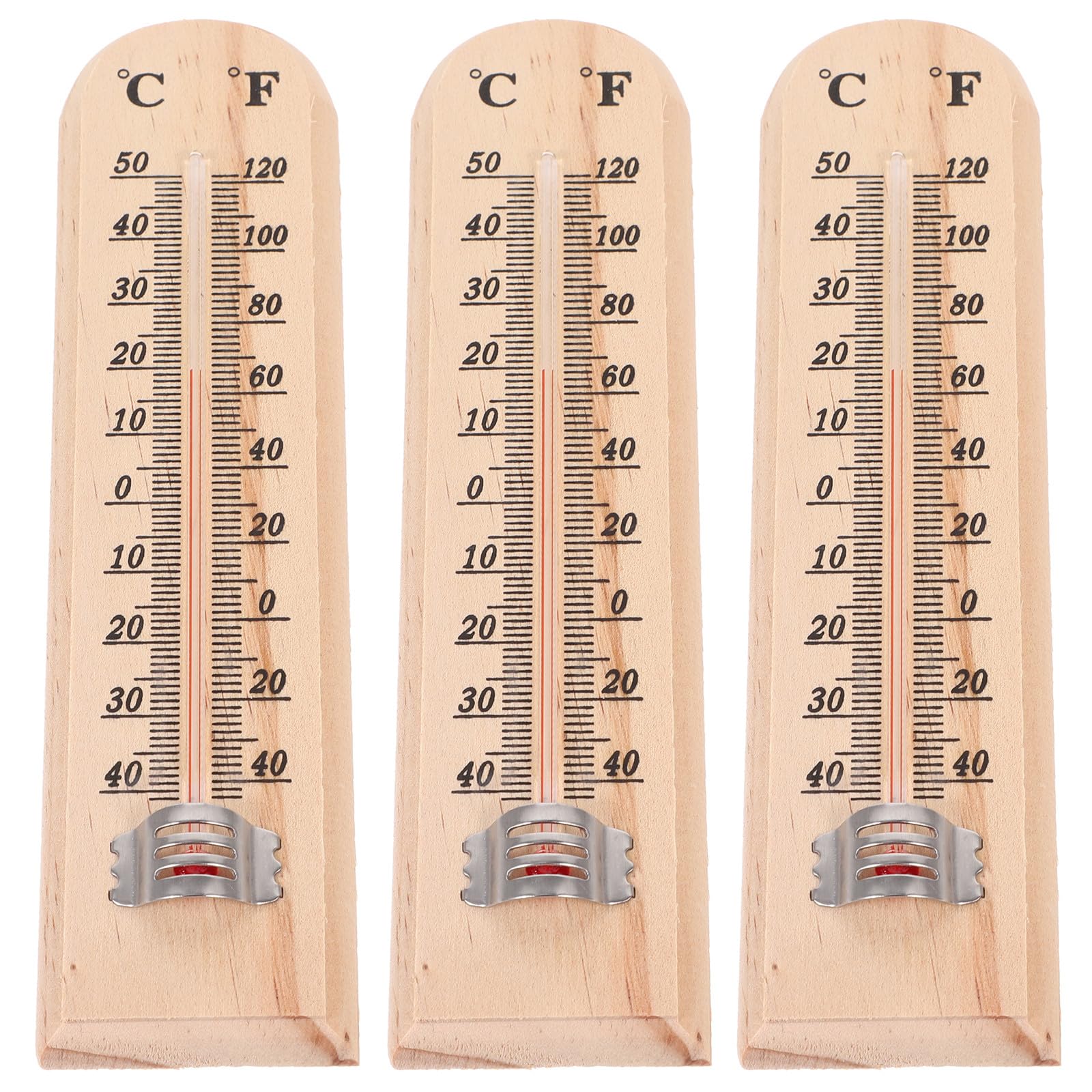 Termometro da Esterno in Legno 3 Pezzi, per Casa e Giardino | Design Classico Semplice, Finitura Khaki, Misurazione Temperatura e Formato Sospeso