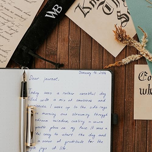 Miniatura 8 de Wordsworth & Black Juego de pluma estilográfica, punta extra fina dorada de 18 quilates, incluye 24 cartuchos de tinta, convertidor de recarga de