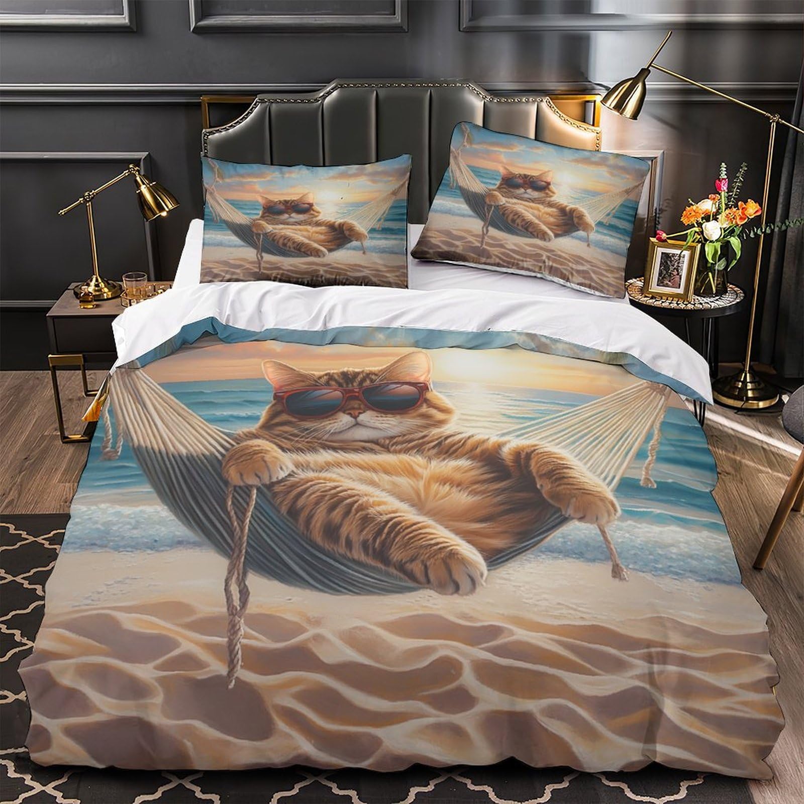 Drap de Couette Chat 3D en Microfibre Résistante et Anti-Plis