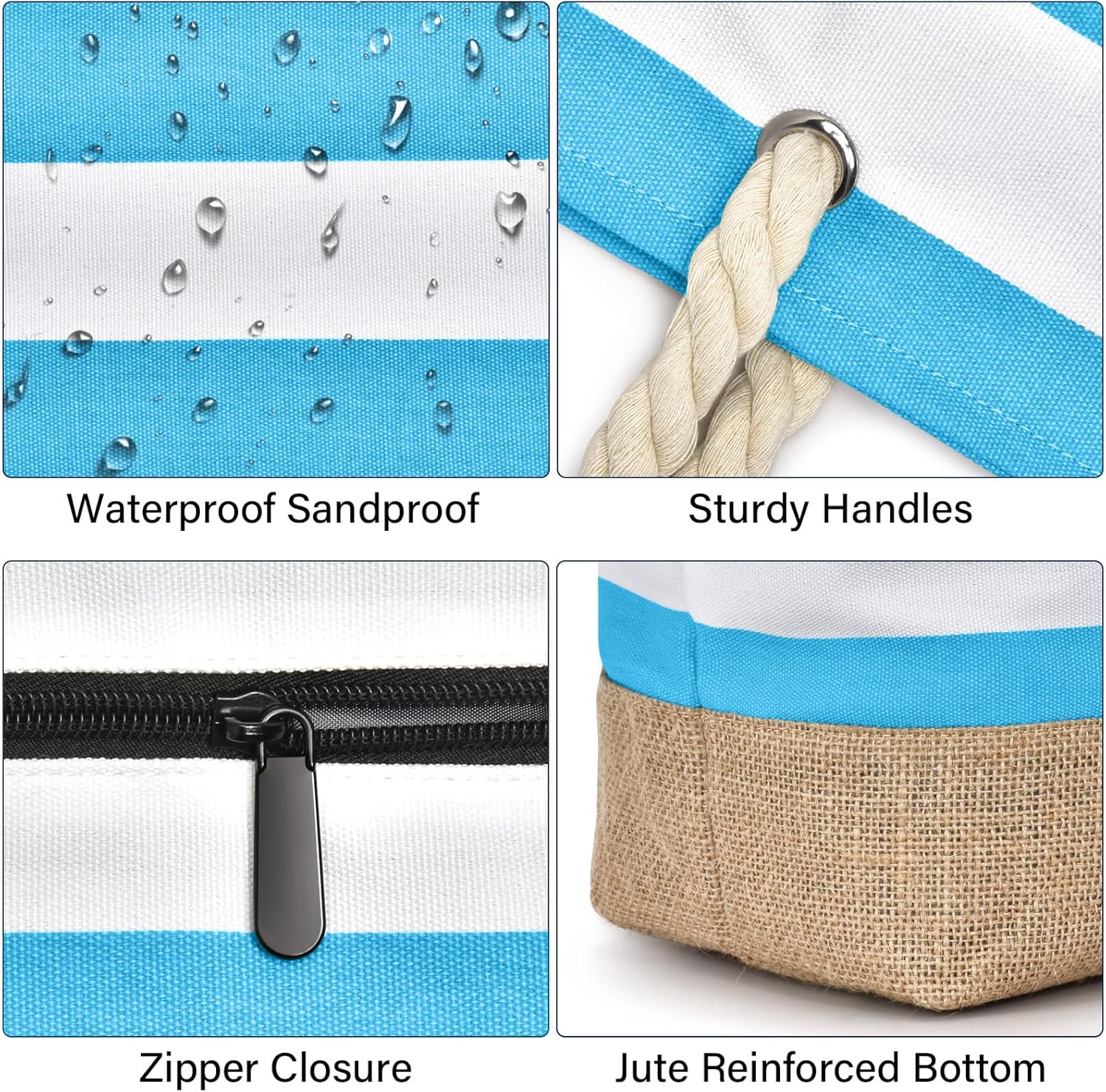 Becokan Beach Bags for Women Large Canvas Beach Tote Bag Beach Bags Waterproof Sandproof Swim Pool Bag Travel Essentials - Image 4