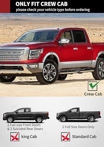 Miniatura 2 de YITAMOTOR Estribos de 6.5 pulgadas compatibles con Nissan Titan Crew Cab 2004-2024 y Titan XD Crew Cab 2016-2024 con escalón lateral Nerf Bar