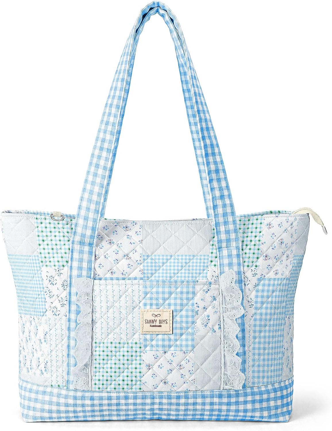 Quilted Tote Bag for Women, Floral Patchwork Shoulder Bag