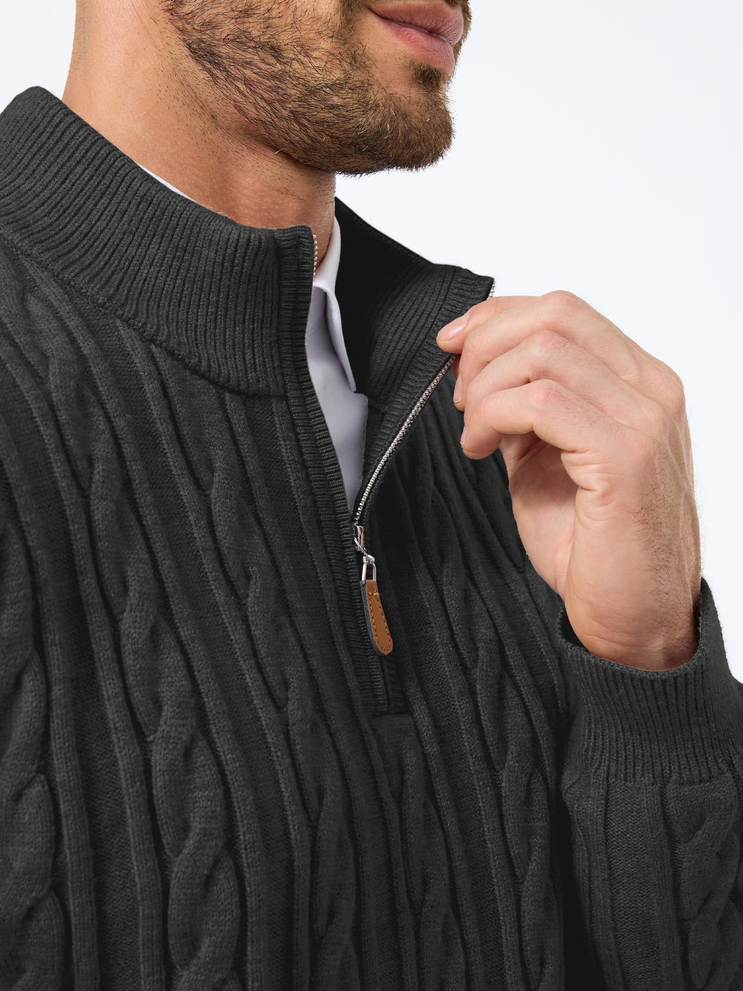 JMIERR Herren Pullover Zip Casual Stehkragen Strickpullover