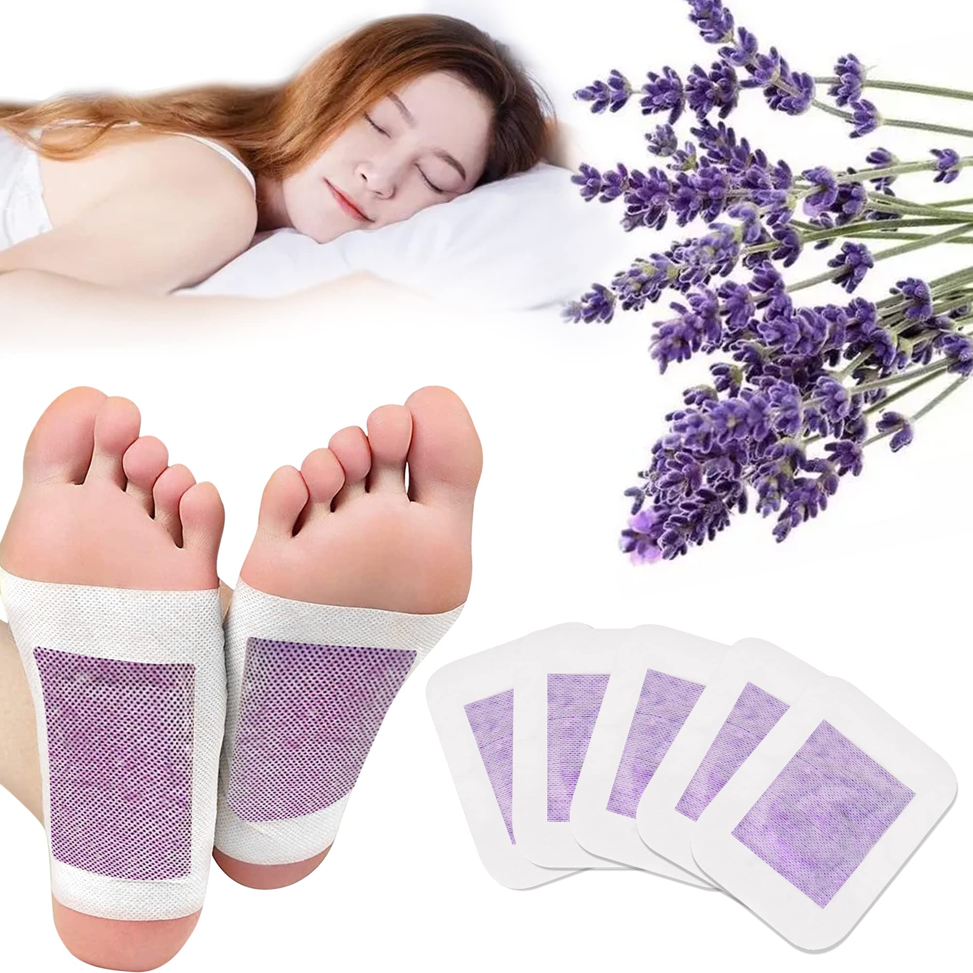 SooGree 10PCS Natural Wormwood Vinegar Powder Foot Patch, Foot Care Sleep Better (Purple-10PCS)
