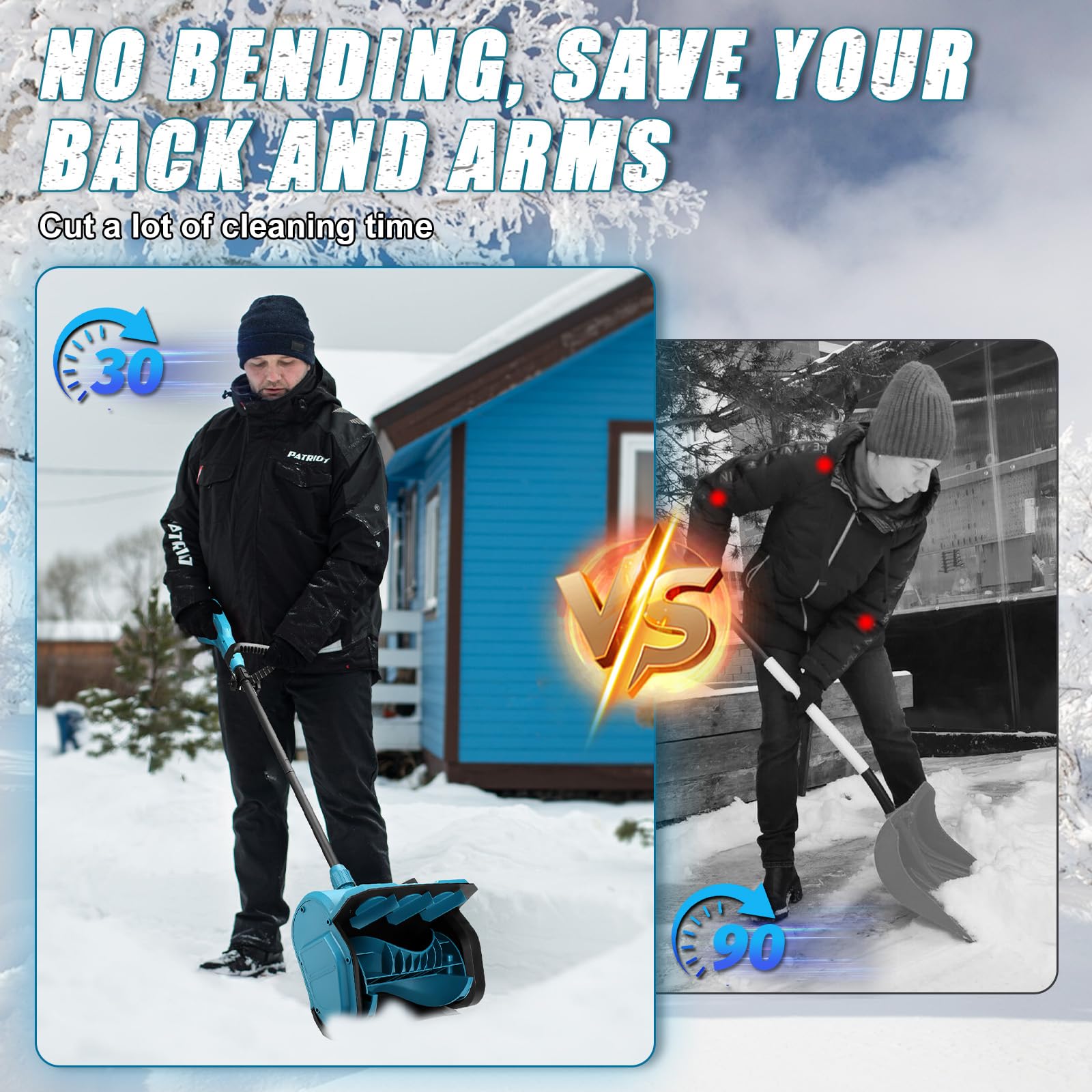 panthem Accu-sneeuwblazer compatibel met Makita 18 V (zonder batterijen), elektrische sneeuwblazer, draadloze sneeuwborstel tot 20 cm ruimtehoogte, 8 m werpafstand, 33,5 cm werkbreedte
