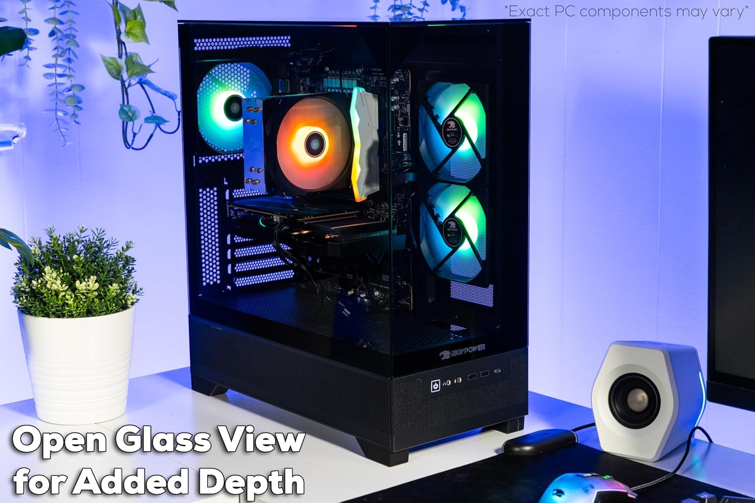 iBUYPOWER Element Black Gaming PC Desktop Computer Intel Core i5 14400F CPU, NVIDIA GeForce RTX 5060Ti 8GB GPU, 16GB DDR5 RGB 5200MHz RAM, 1TB NVMe SSD, Windows 11 Home, Keyboard, Mouse - EBI5N56T02