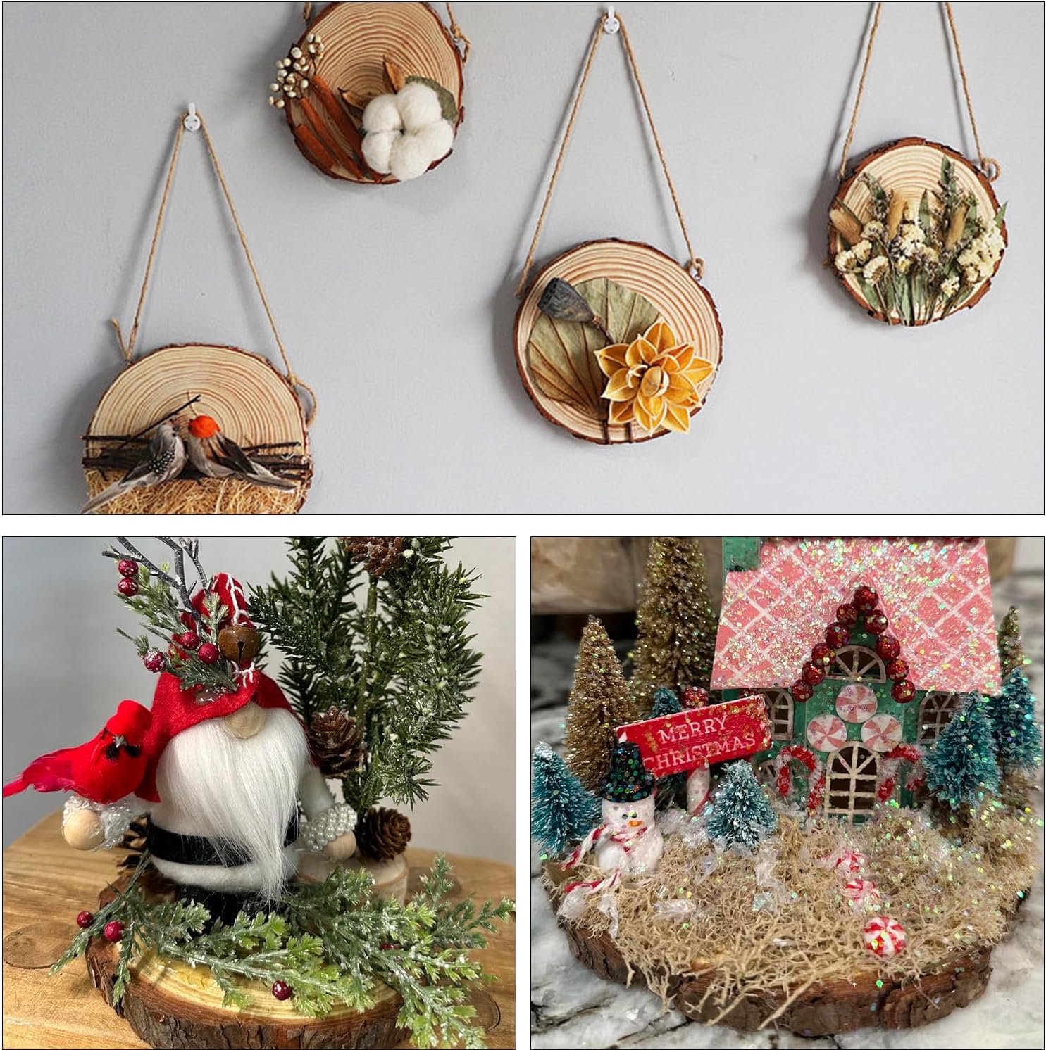 66 PCS Unfinished Wood Slices for Centerpieces, 4.7-5.5 Inch Natural Wood Slices with Tree Bark Pine and Wood Rounds Discs for DIY Crafts, Centerpieces, Art & Decor