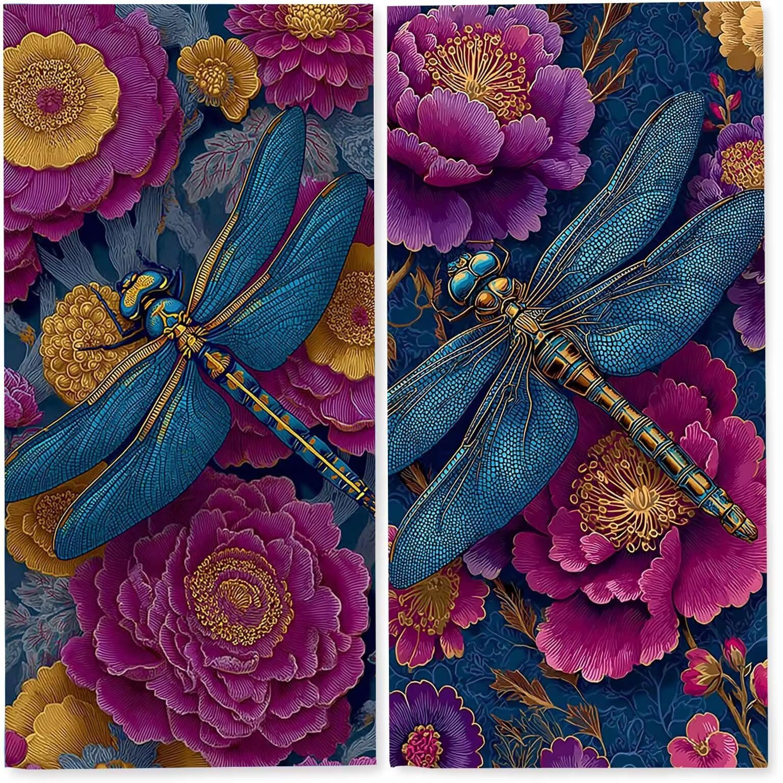 Ręcznik plażowy XXL, zestaw 2 szt., ręcznik z mikrofibry, ręcznik plażowy 220 x 100 cm, szybkoschnący, ręcznik plażowy, ręcznik plażowy, bez piasku, ściereczka z mikrofibry (Dragonfly Lila) z-6012
