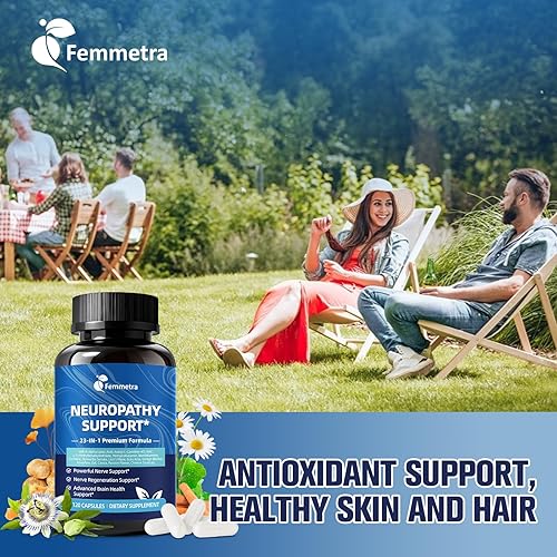 Miniatura 9 de Suplemento de apoyo para neuropatía nerviosa y periférica con 1200 mg de ácido R-alfa lipoico L-carnitina vitamina B12 B1 B6 D3 E Folato Leones