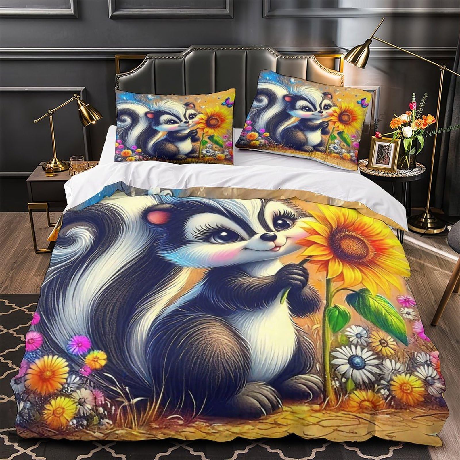 Housse de couette écureuil 3D double 200x200cm parure de lit enfant en microfibre
