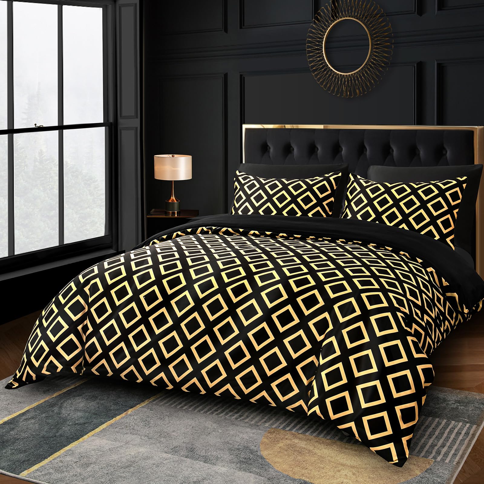 Grace Double Duvet Set, Premium Satin Silk Reversible Duvet Cover Double (200 x 200 cm) 3 PCs - Image 4