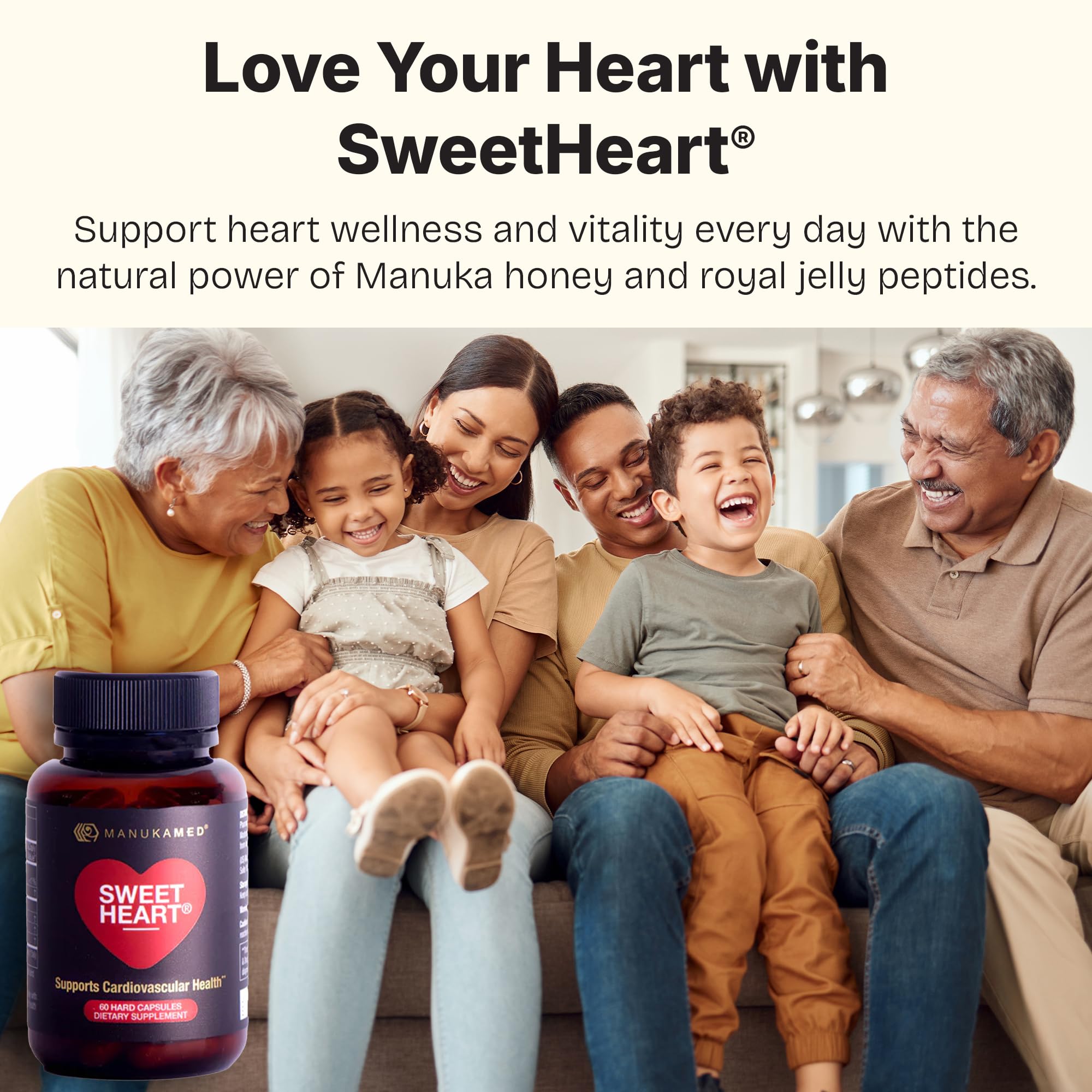 Sweetheart Natural Cholesterol Support Supplement - Manuka Honey Modified Royal Jelly Peptides - 60 Capsules, New Zealand Manuka Honey — Amazon image 4