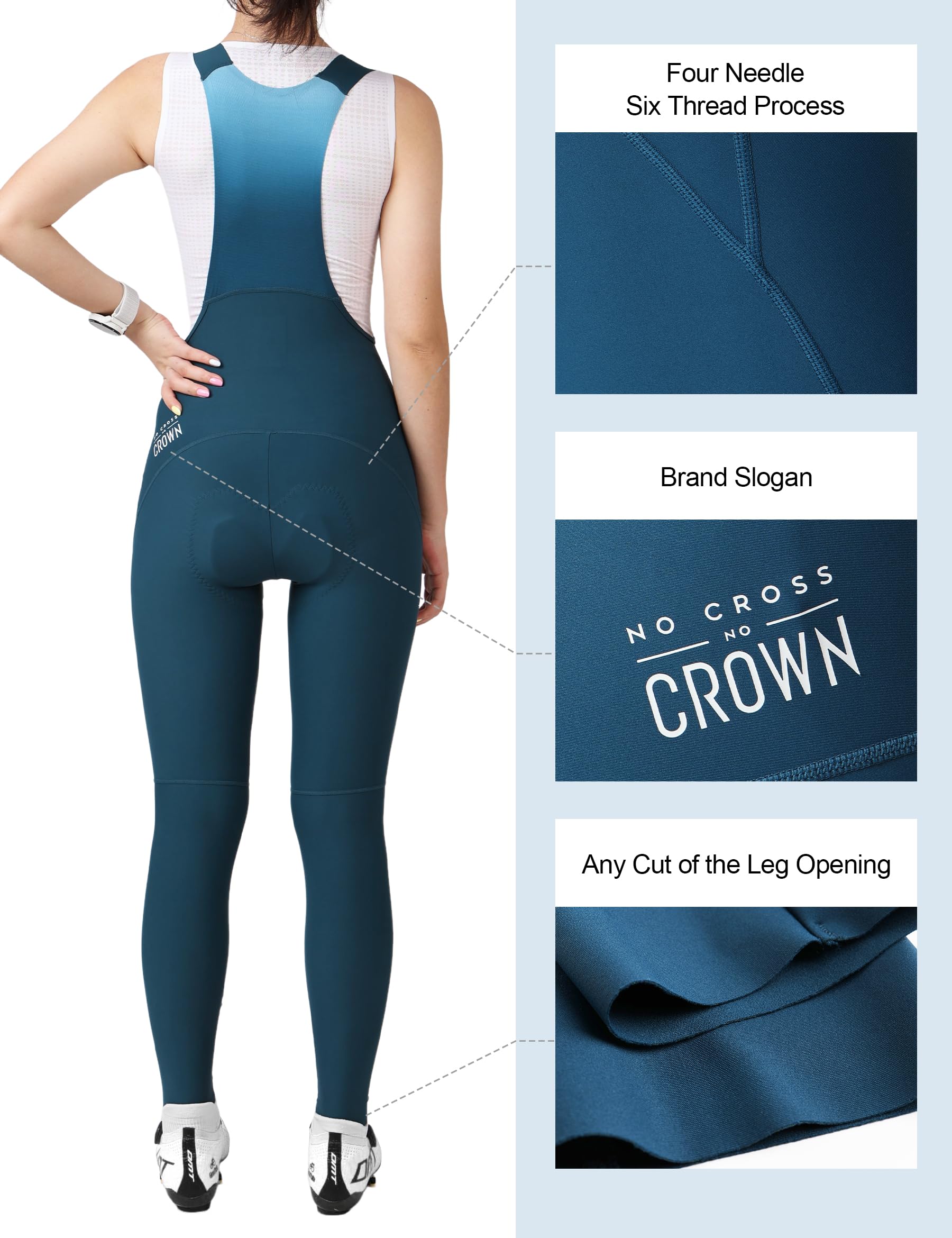 LAMEDA Culote Largo con Tirantes para Mujer Ciclismo,Pantalones Cicismo Tejido Elástico Transpirable, Secado Rápido, Badana Acolchada, Ideal para Entretiempo
