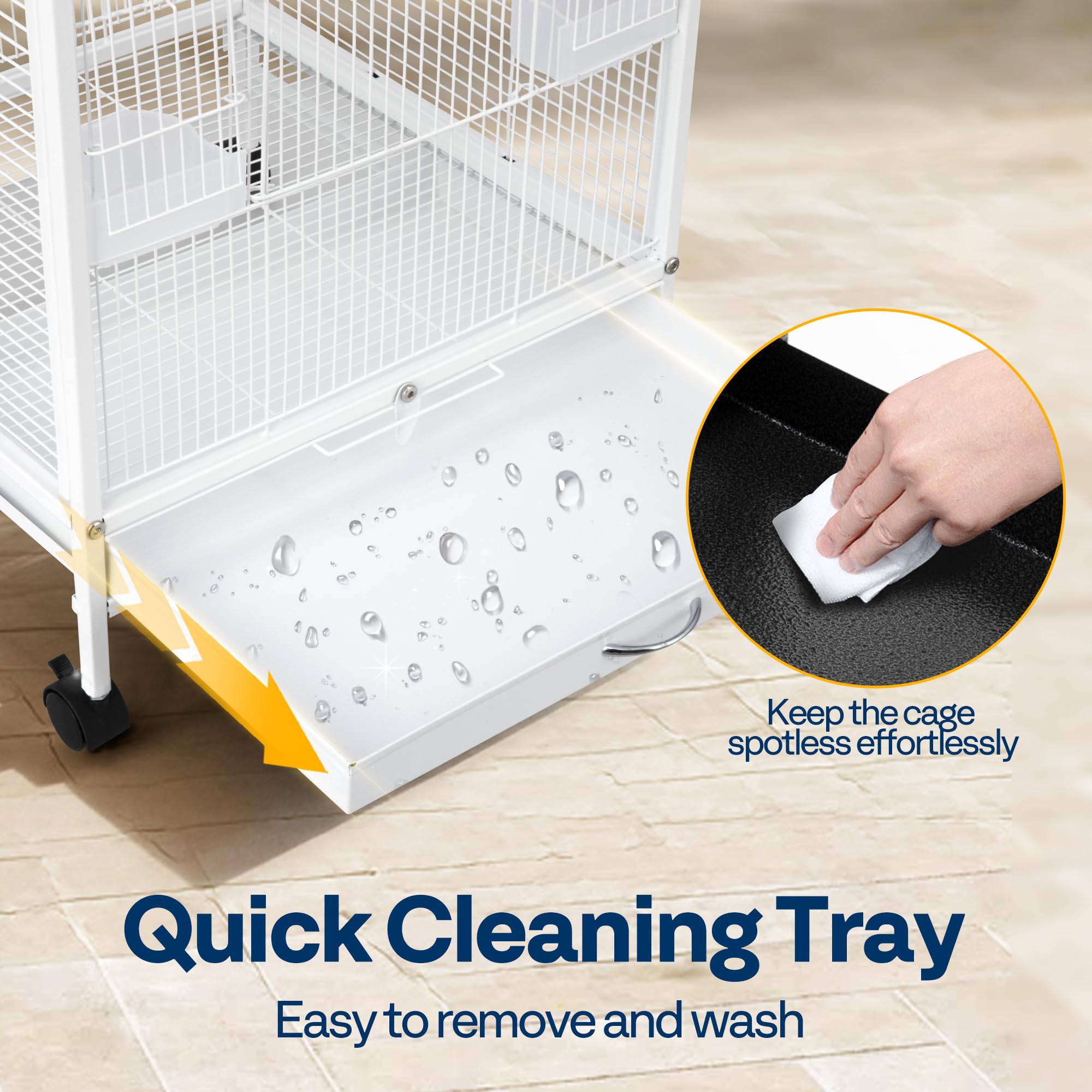 VIVOHOME Jaula para pájaros de hierro forjado de 30 pulgadas de altura con soporte rodante para loros Conure Lovebird cacatúa blanca