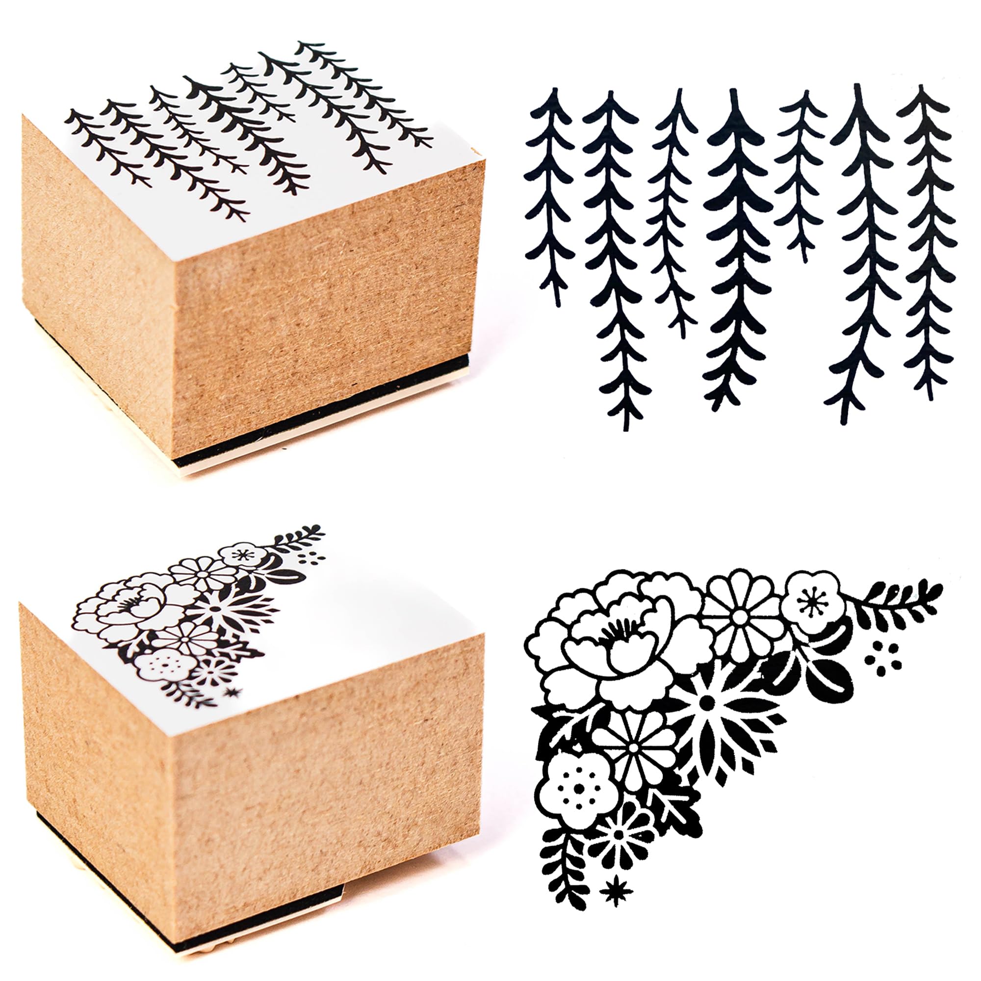 Artline Kawaii Rubber Stamp (Set of 2 - Plant Print Design) Rubber Stamps for Crafting, Diary and Journal, 25x30mm Impression, Wipe-Clean - Non-Inked Scrapbooking & Stamping Supplies