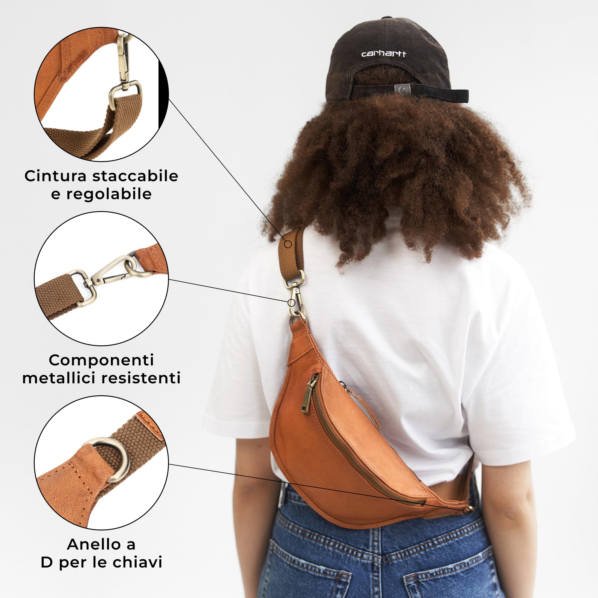 Berliner Bags Vintage Marsupio Donna Kai, Marsupio Uomo Pelle, Borsa Marsupio Donna Tracolla, Unisex - Marrone