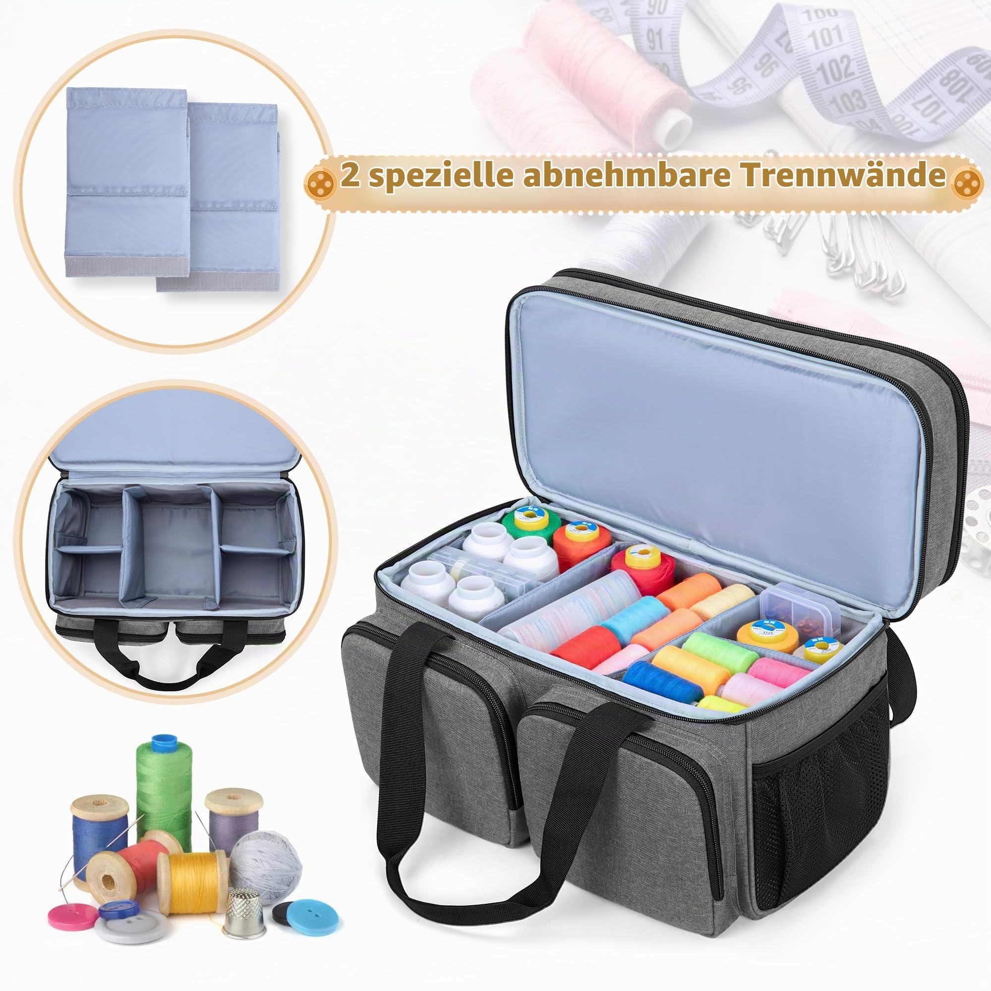 BAFASO Großer Nähtasche Organizer, Nähsettasche Groß, Nähzeugtasche Reise
