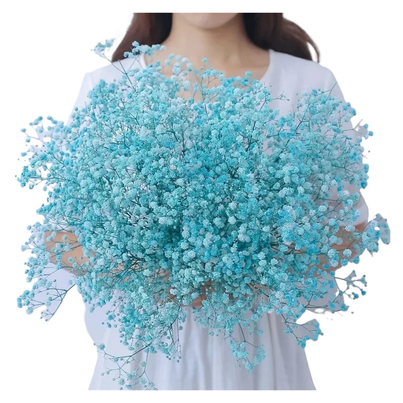 WJIAYAO dried gypsophila flowers 110g Gypsophila Dried Flowers Home Decor Artificial Flower Baby Breath Wedding Head Table Bride Bouquet(Light blue)