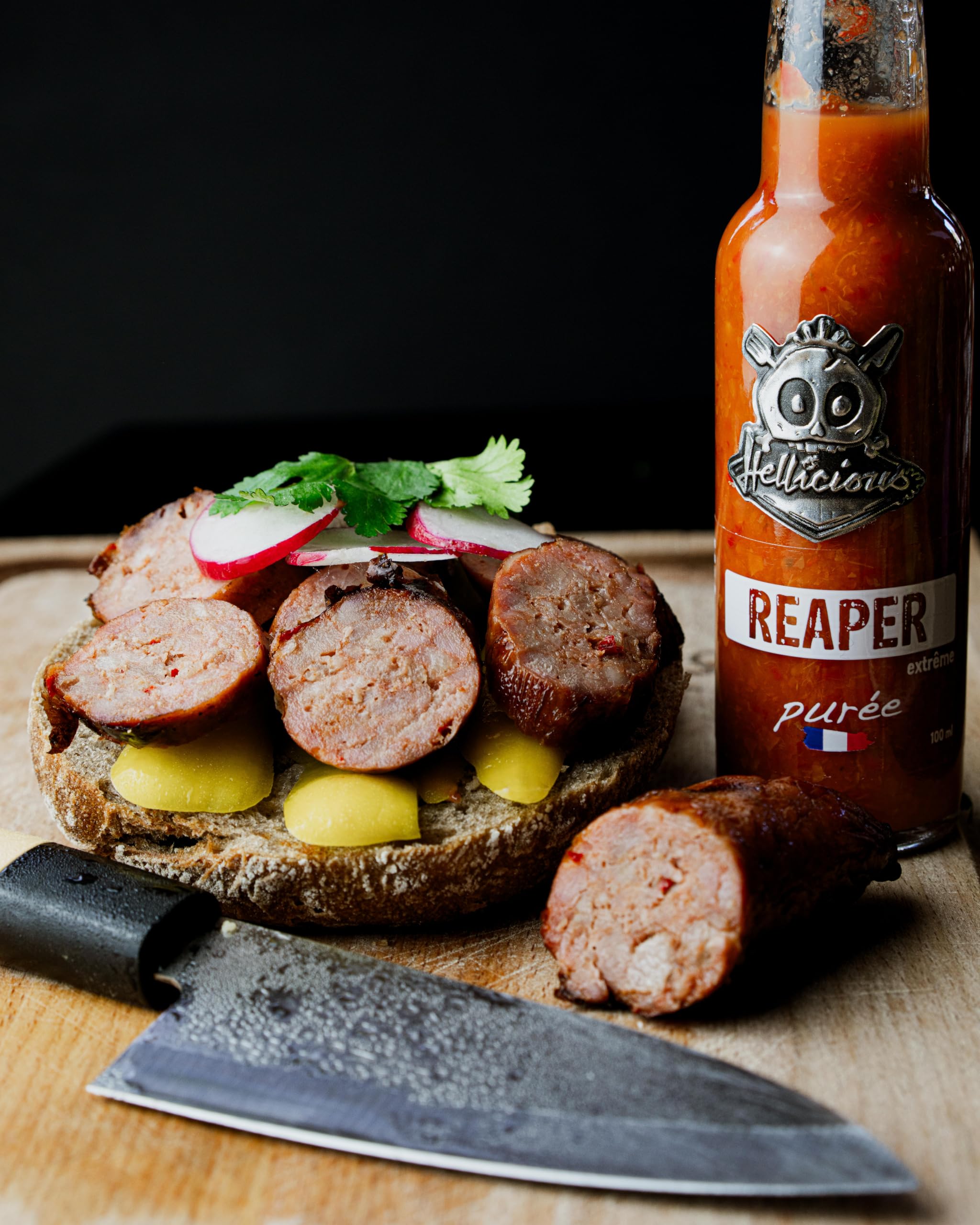 Purée de piment Carolina Reaper piment le plus fort du monde Hellicious fabriquée en France - sauce extrême