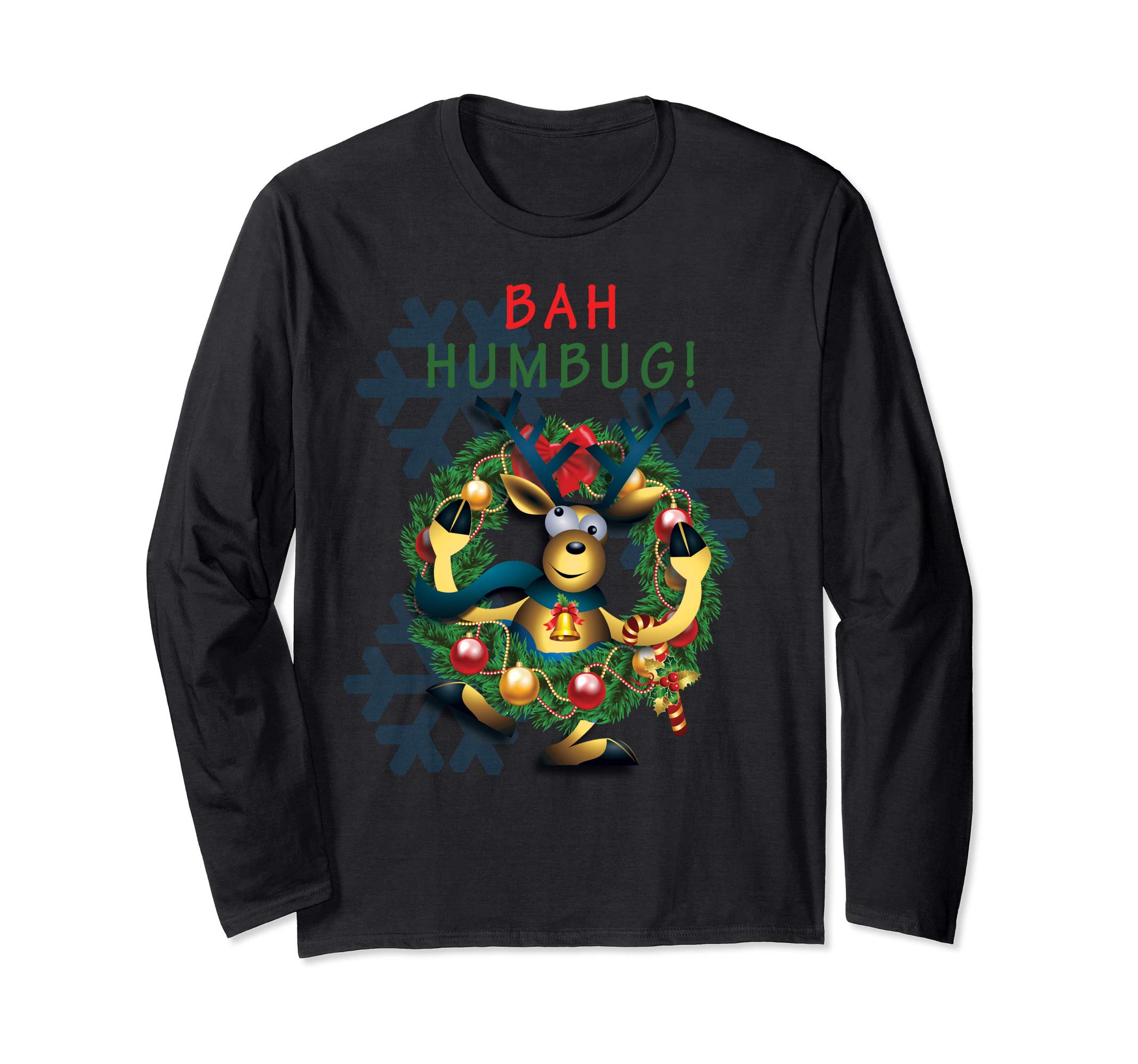 Funny Christmas Reindeer Bah Humbug Long Sleeve Tshirt