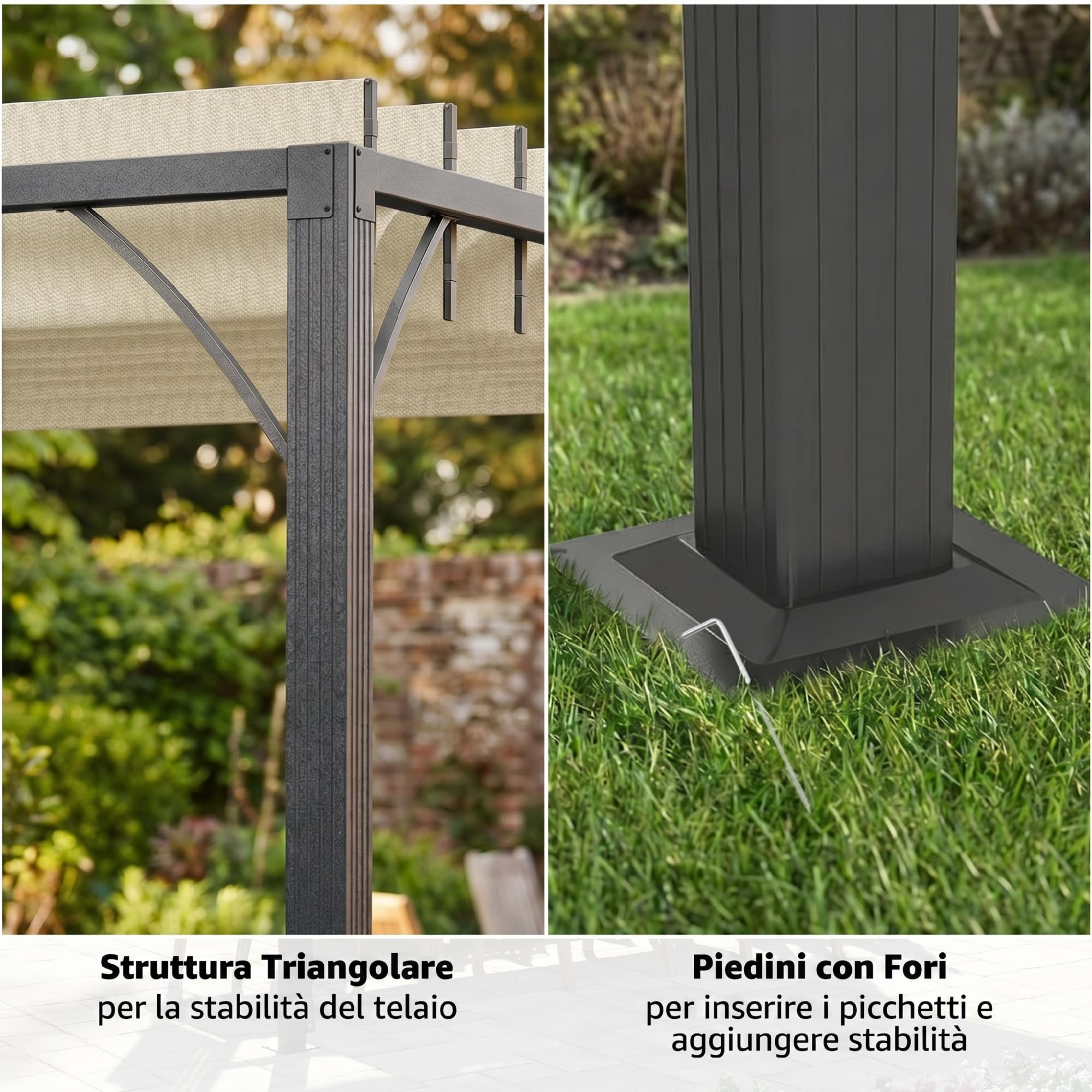 Outsunny Pérgola de Jardín 3x4 m, Cenador de Jardín con Techo de Lamas Orientables a 135°, Columna de Aluminio, Vigas de Hierro, Protección UPF30+, Pabellón para Exterior, Patio, Terraza, Blanco Crema